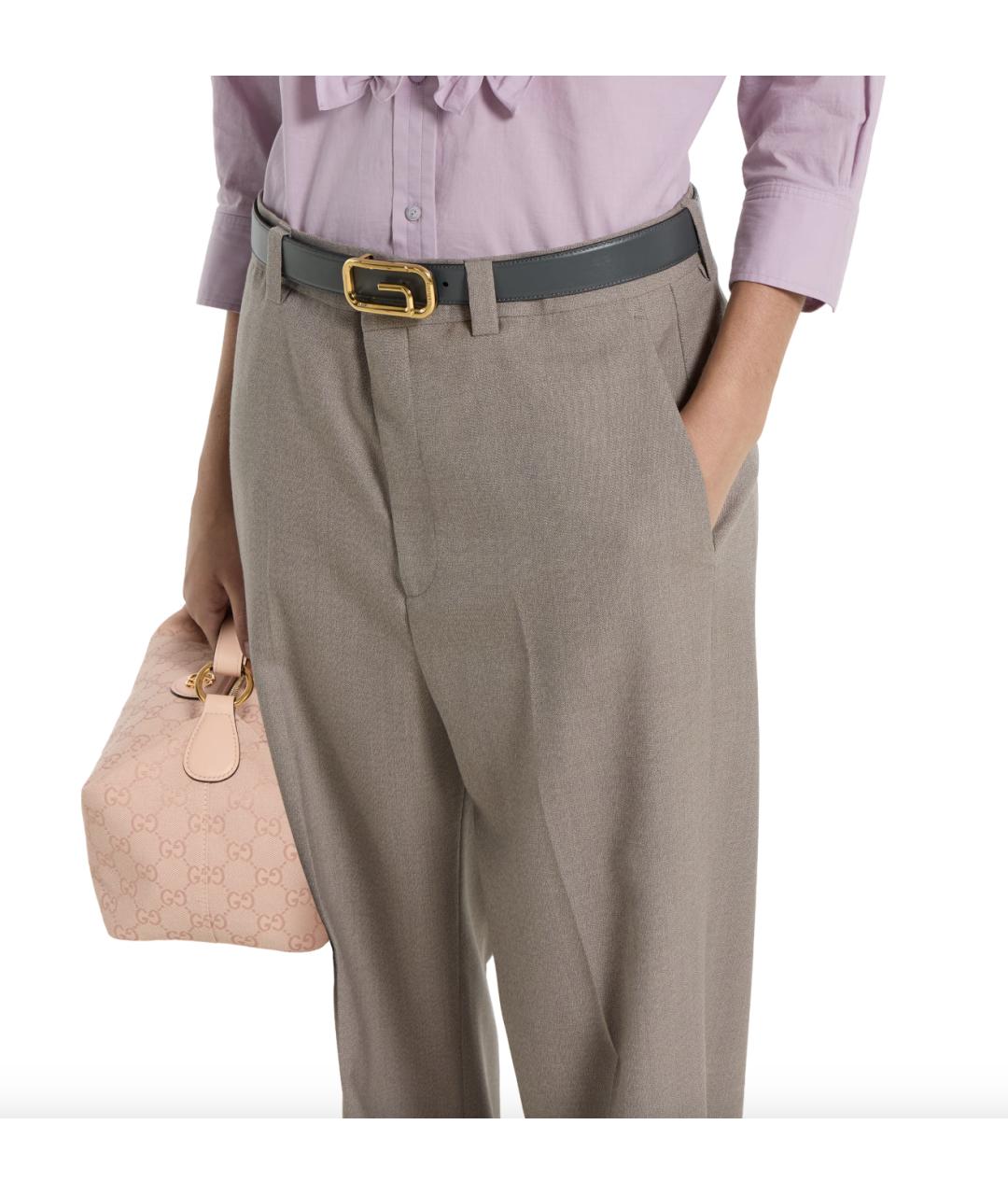 GUCCI Серые шерстяные прямые брюки, фото 4