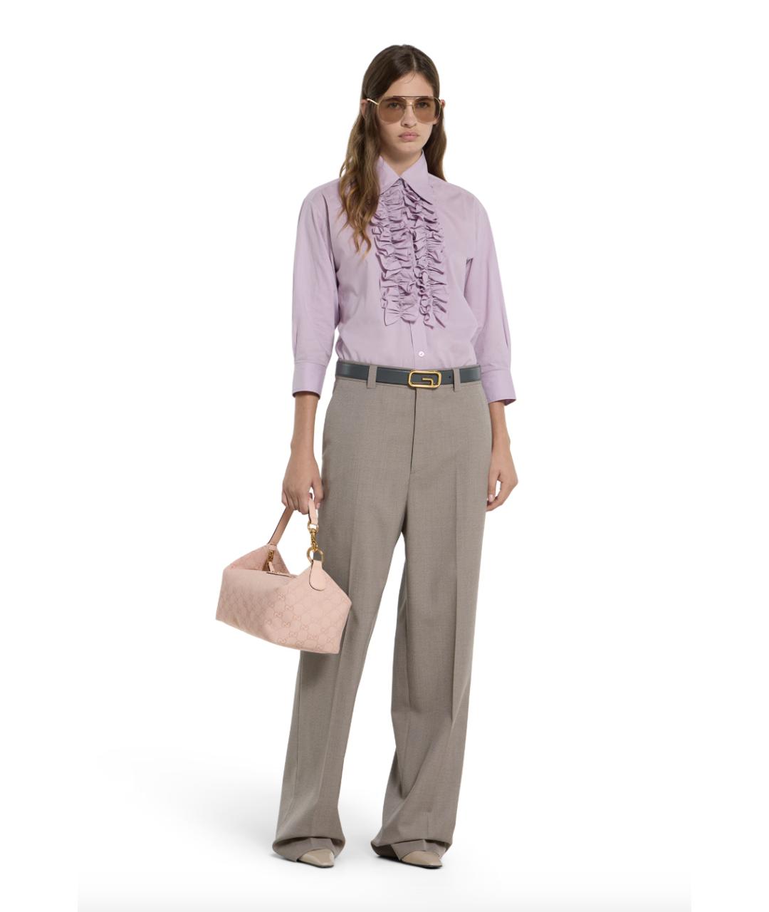 GUCCI Серые шерстяные прямые брюки, фото 3