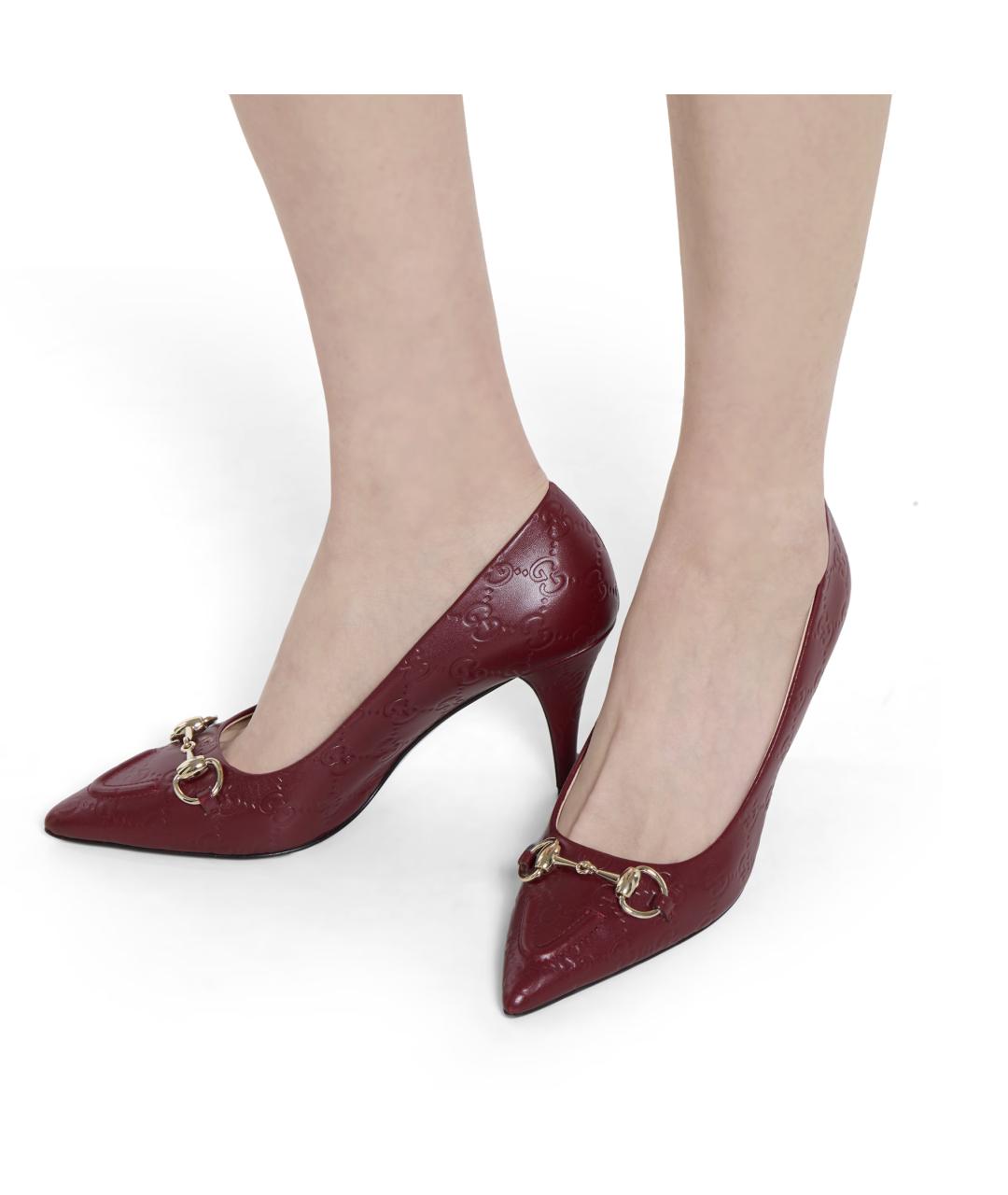 GUCCI Красные кожаные туфли, фото 3