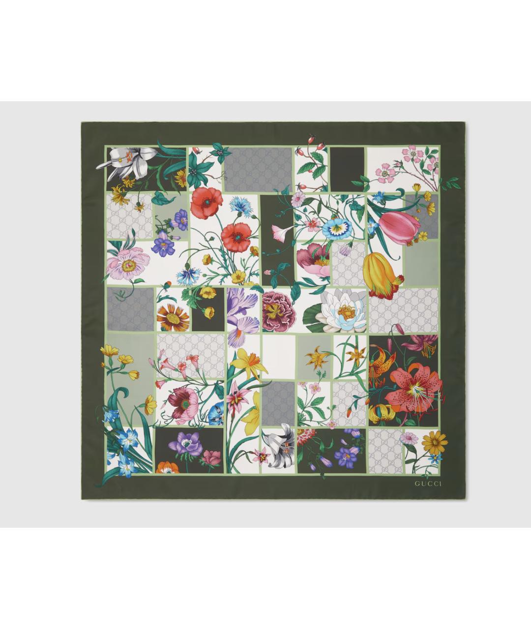 GUCCI Зеленый шелковый платок, фото 3