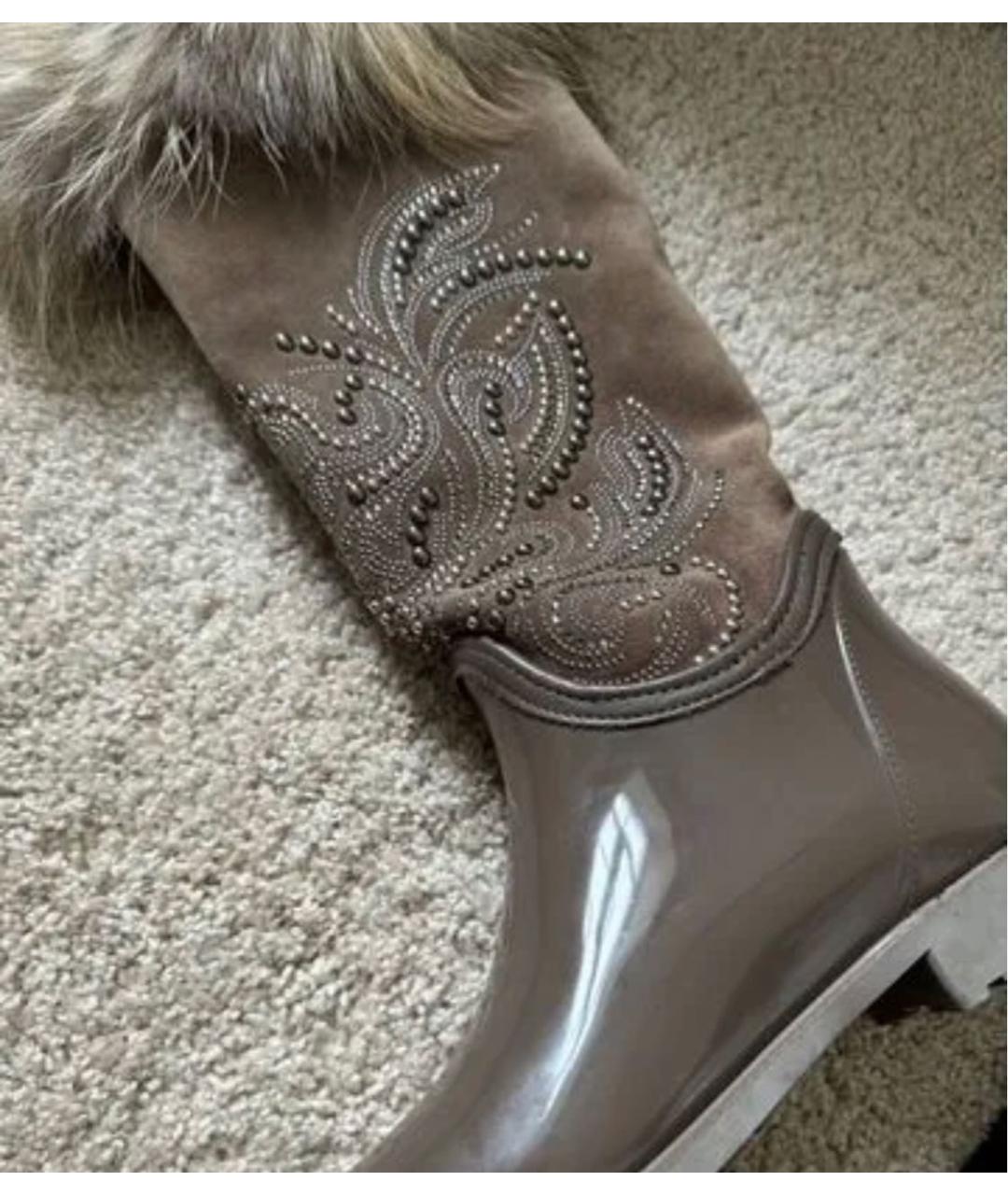 PHILIPP PLEIN Бежевые замшевые сапоги, фото 4