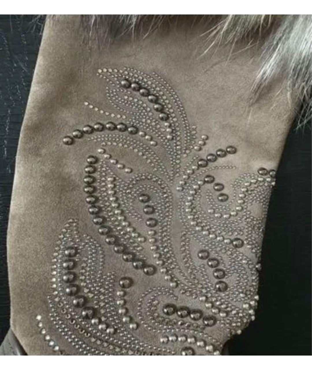 PHILIPP PLEIN Бежевые замшевые сапоги, фото 3