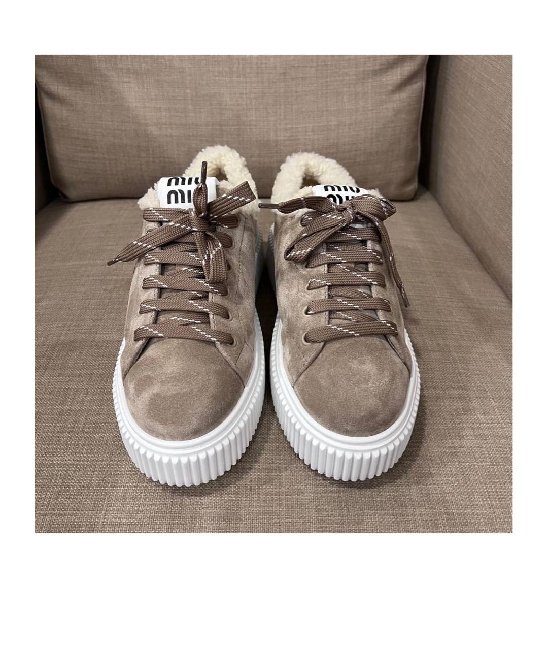 MIU MIU Коричневые замшевые кеды, фото 5