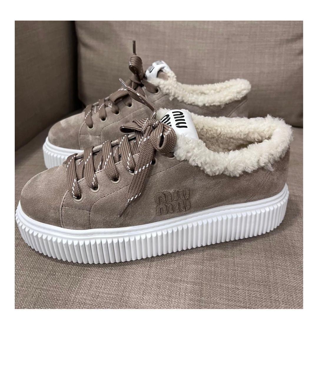 MIU MIU Коричневые замшевые кеды, фото 2