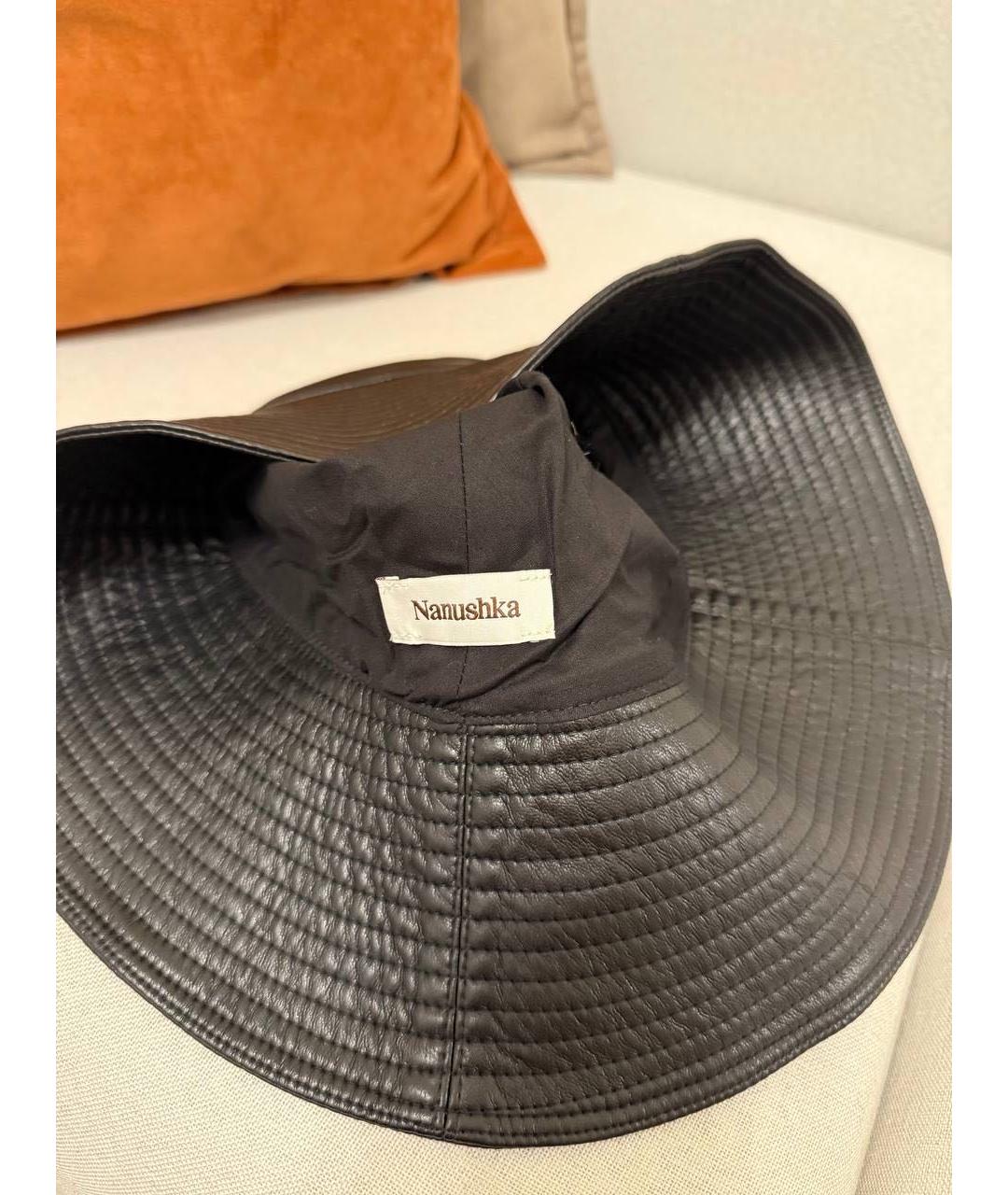 NANUSHKA Черная кожаная панама, фото 3