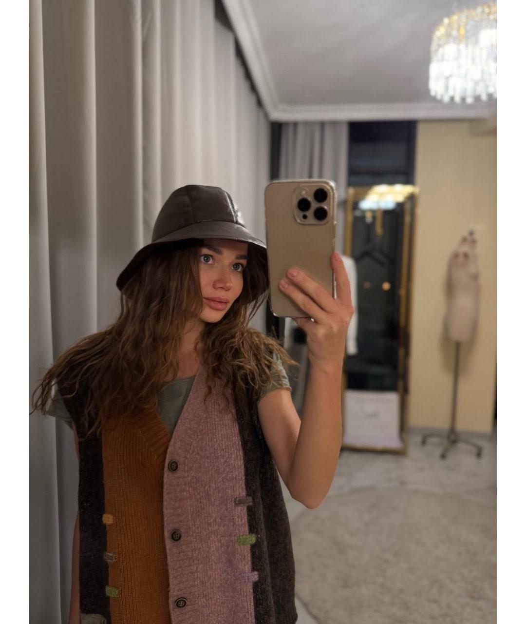 NANUSHKA Коричневая кожаная панама, фото 4