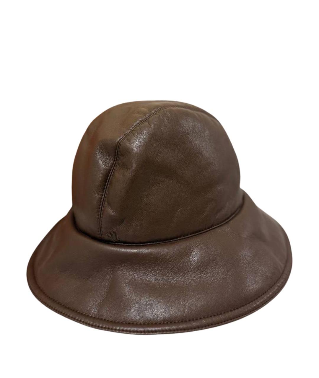 NANUSHKA Коричневая кожаная панама, фото 1