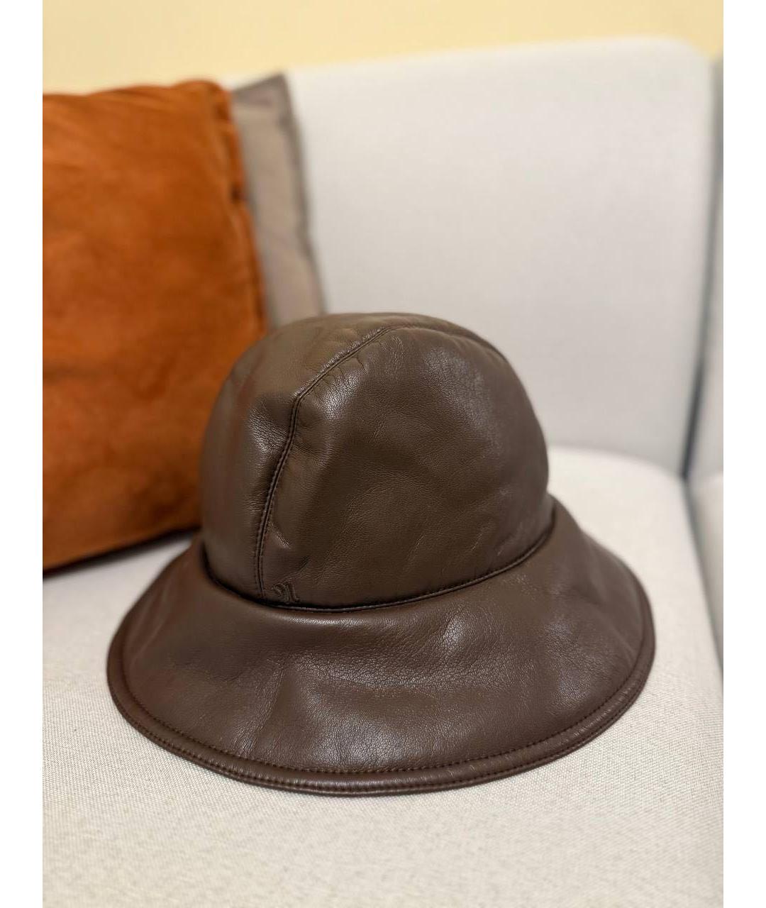 NANUSHKA Коричневая кожаная панама, фото 6