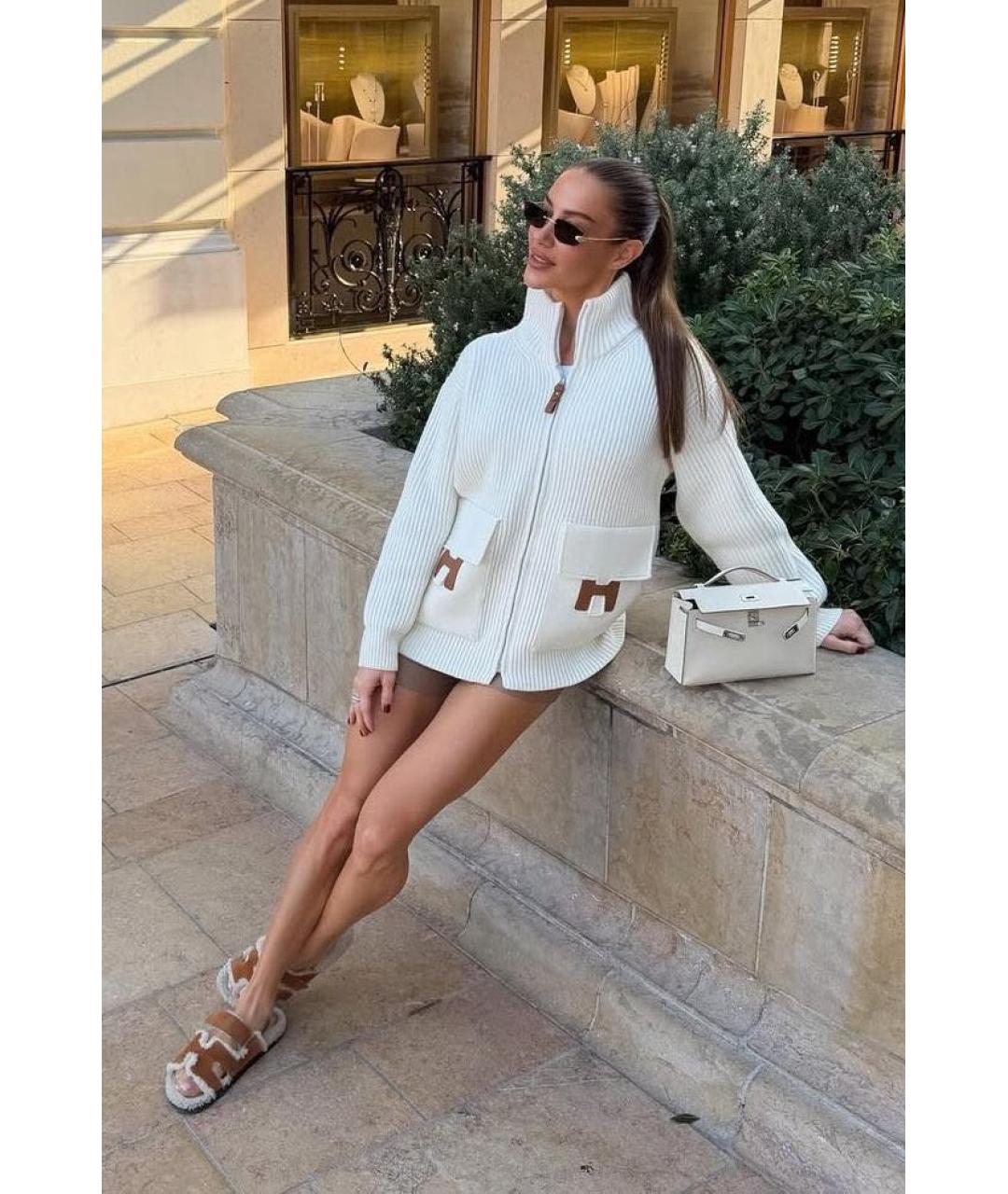 HERMES Бежевый шерстяной кардиган, фото 5