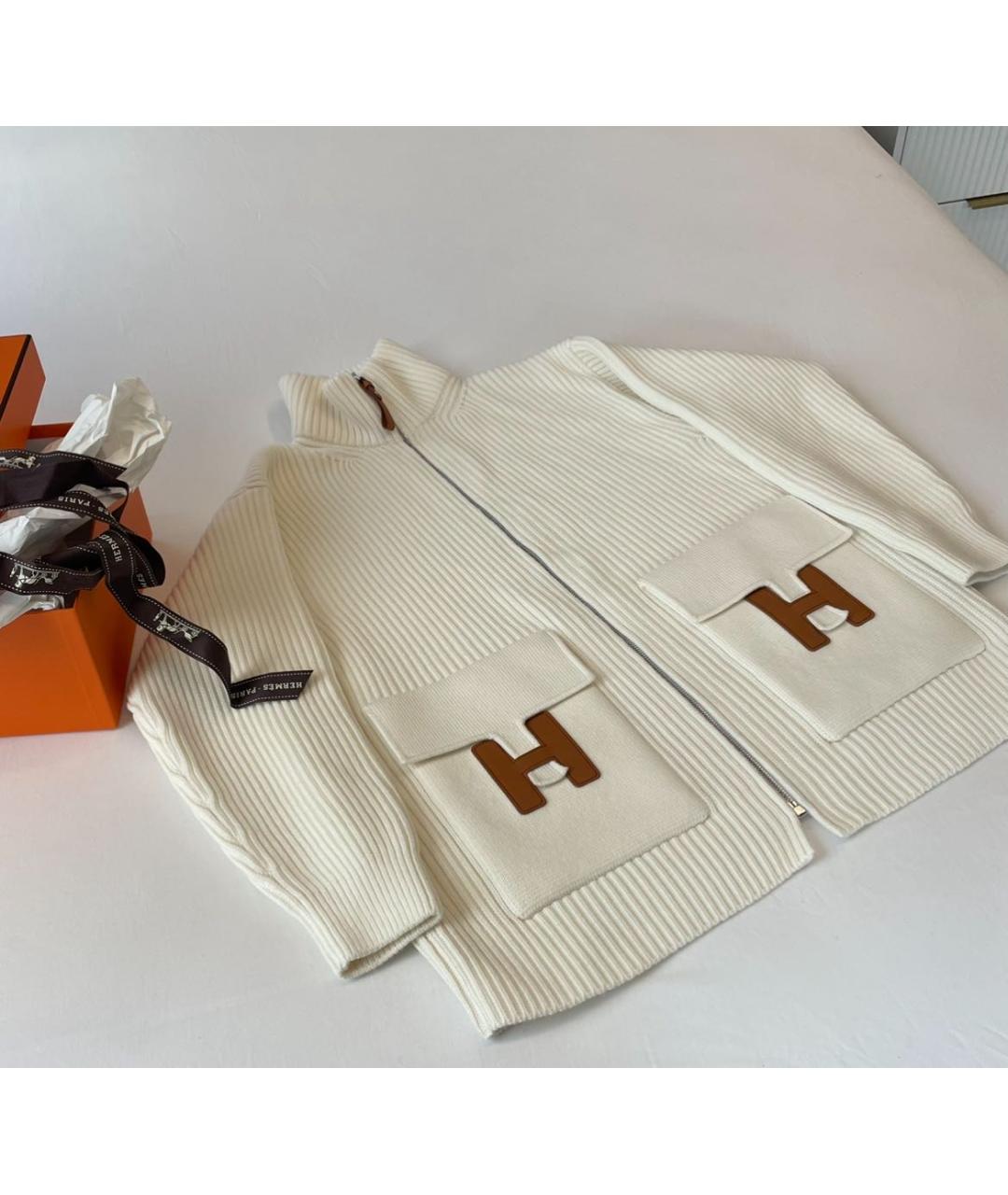 HERMES Бежевый шерстяной кардиган, фото 3