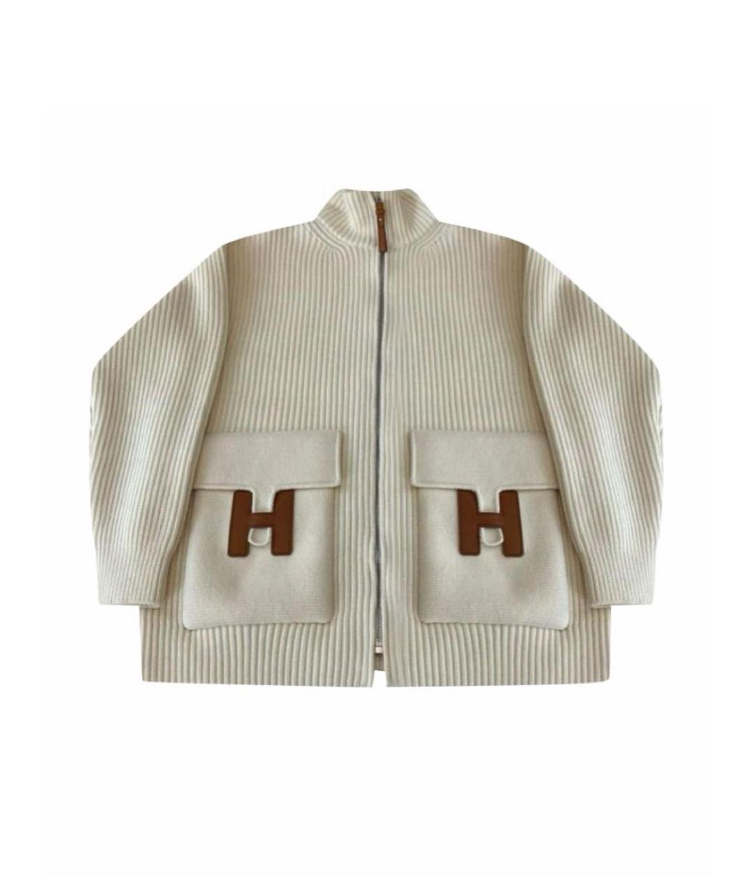 HERMES Бежевый шерстяной кардиган, фото 1