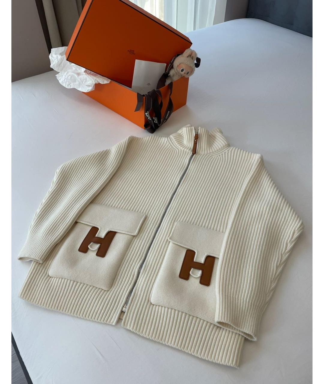 HERMES Бежевый шерстяной кардиган, фото 2