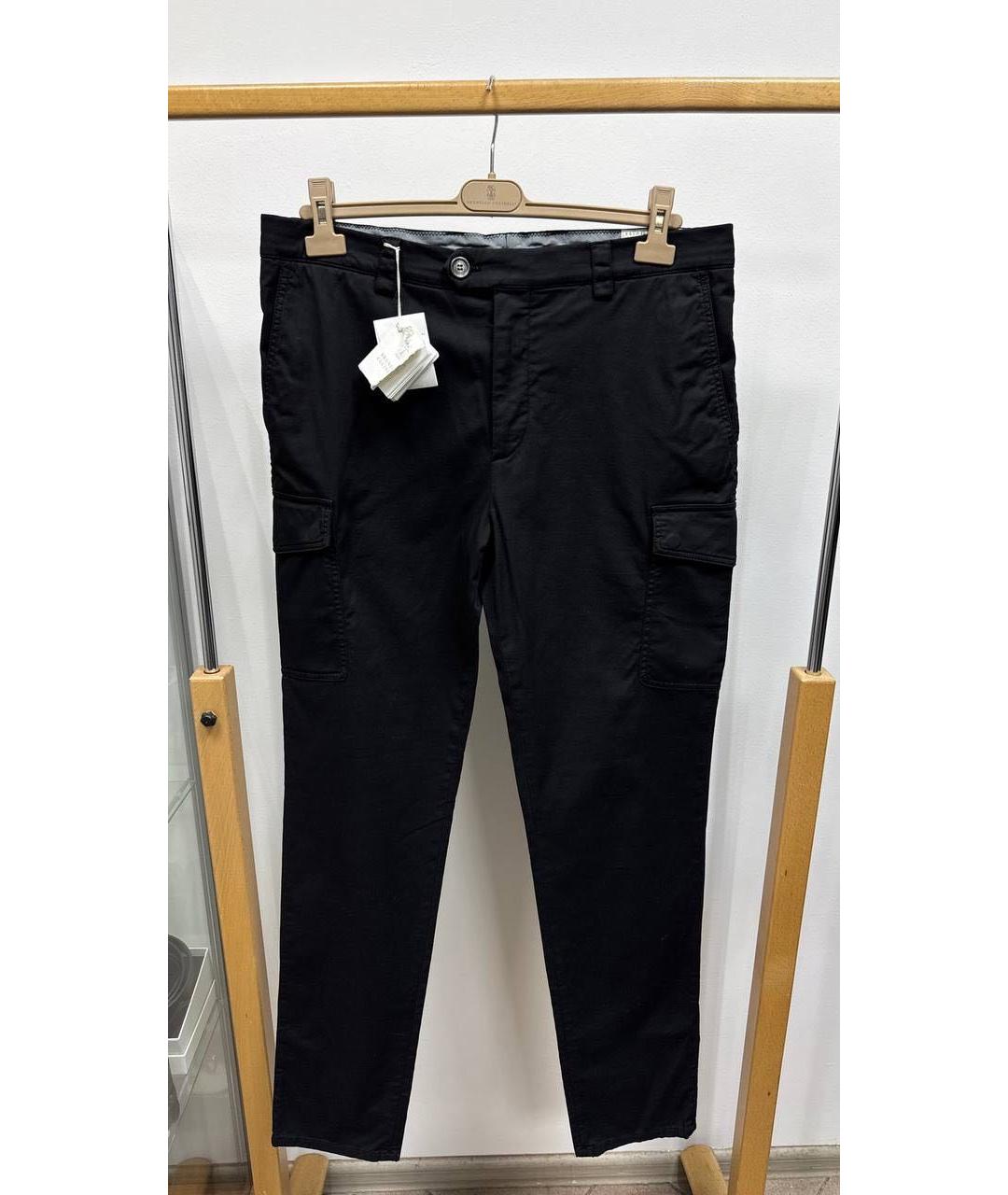 BRUNELLO CUCINELLI Черные хлопко-эластановые классические брюки, фото 6