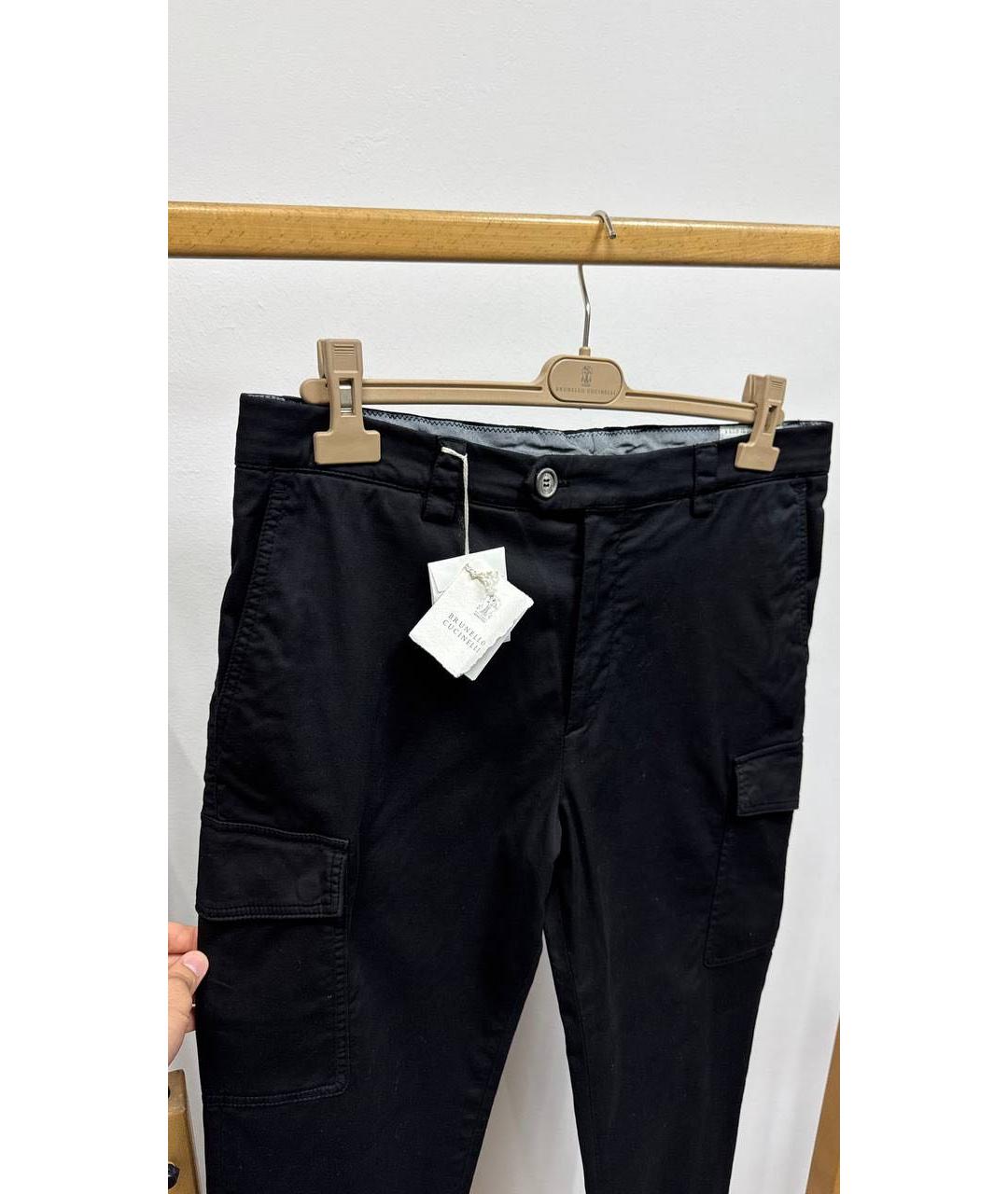 BRUNELLO CUCINELLI Черные хлопко-эластановые классические брюки, фото 2