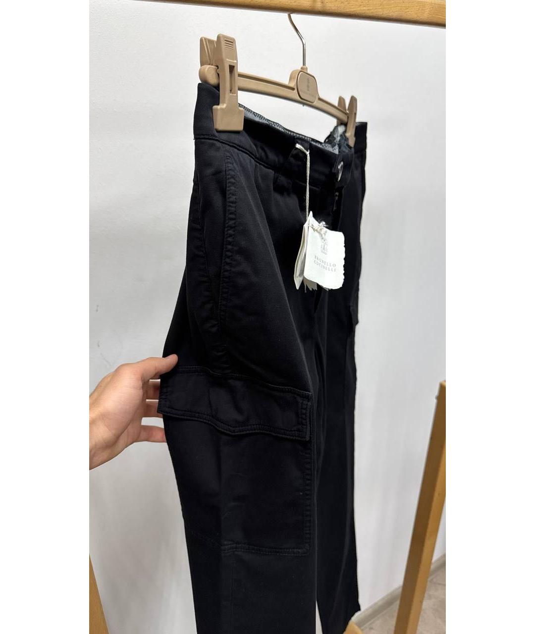 BRUNELLO CUCINELLI Черные хлопко-эластановые классические брюки, фото 3