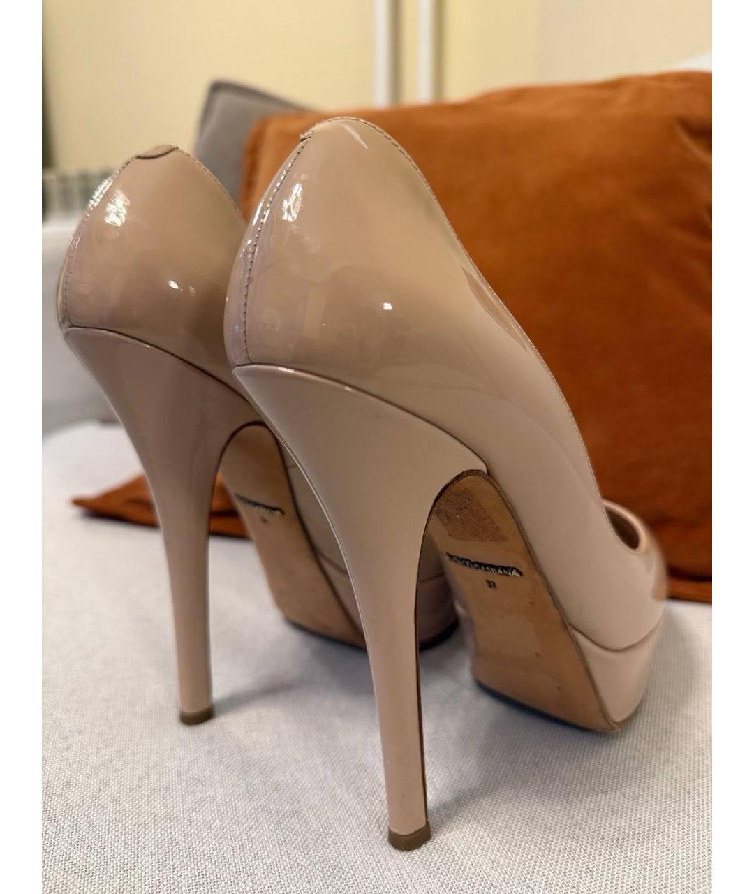 DOLCE&GABBANA Бежевые кожаные туфли, фото 3