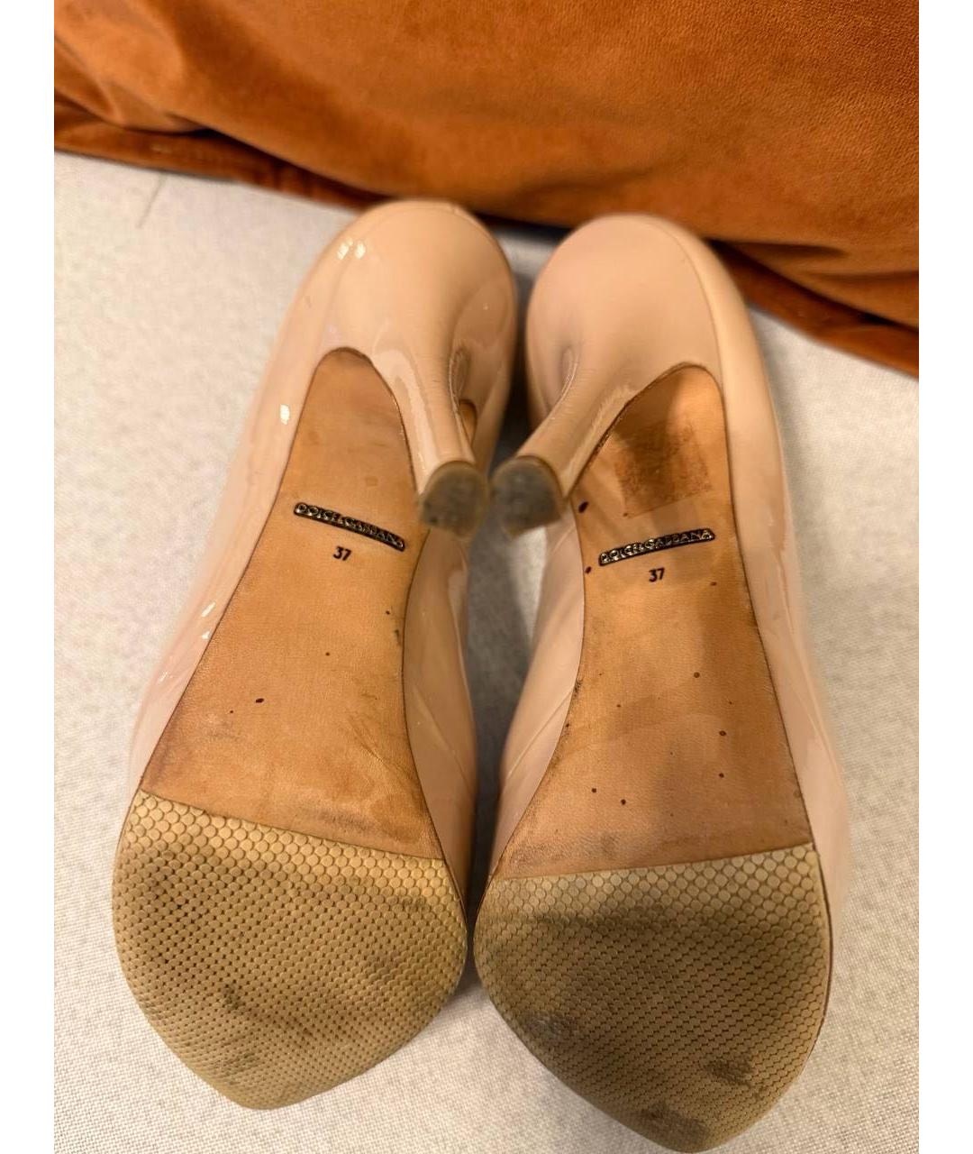 DOLCE&GABBANA Бежевые кожаные туфли, фото 4