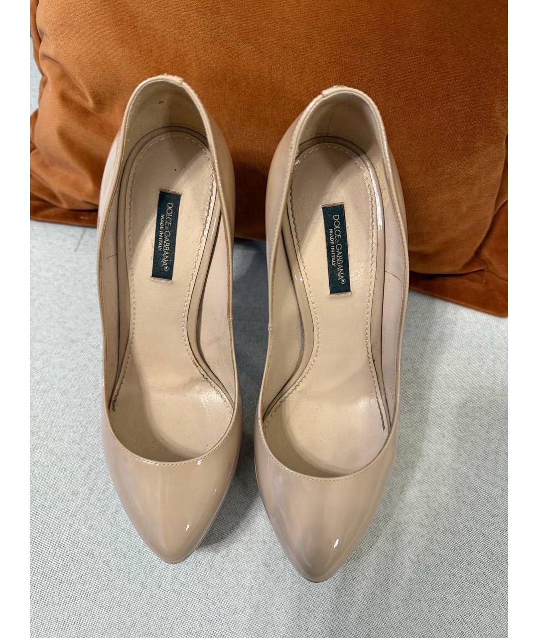 DOLCE&GABBANA Бежевые кожаные туфли, фото 6