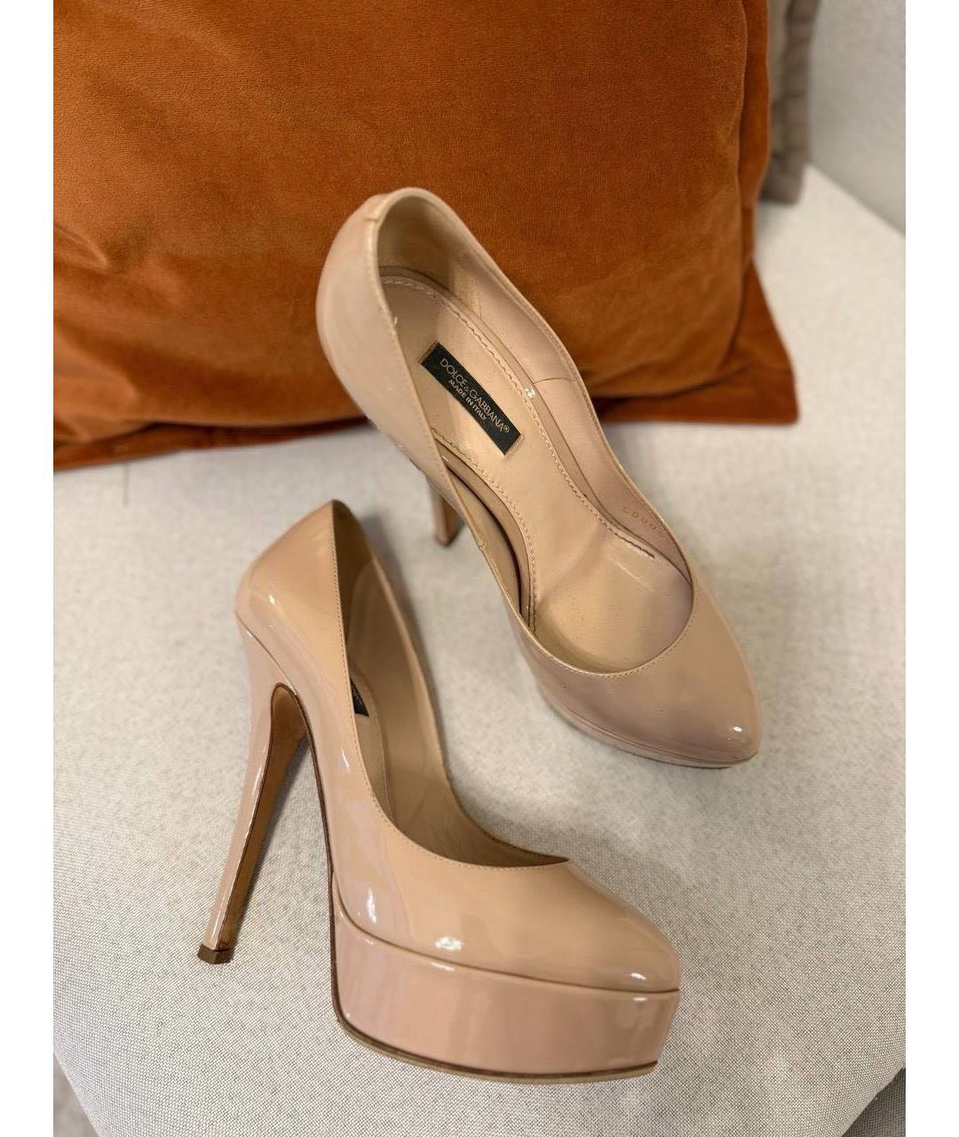DOLCE&GABBANA Бежевые кожаные туфли, фото 7