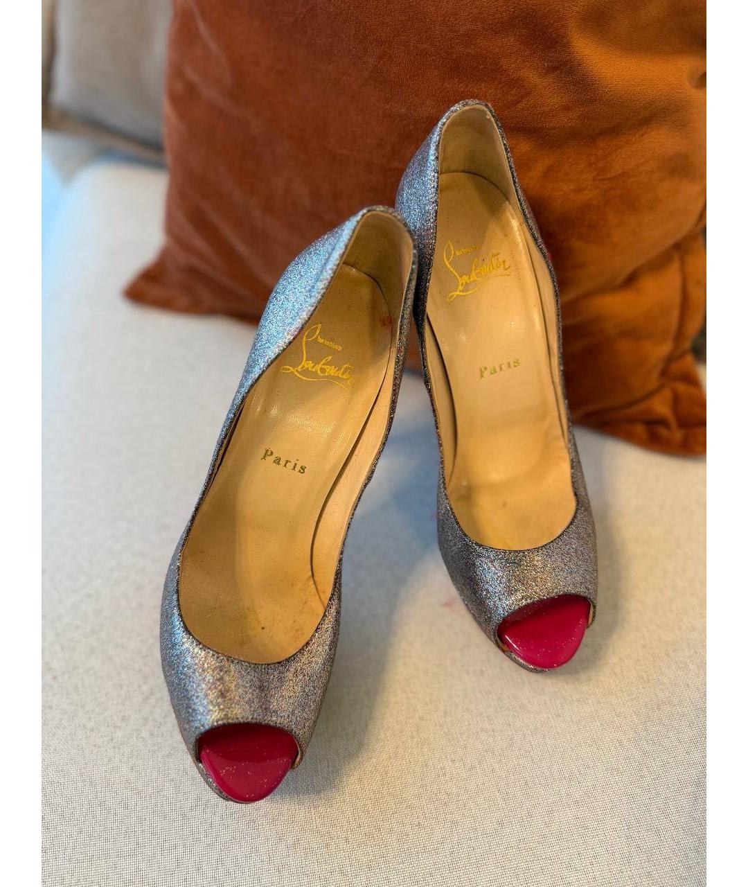 CHRISTIAN LOUBOUTIN Серебряные кожаные туфли, фото 2