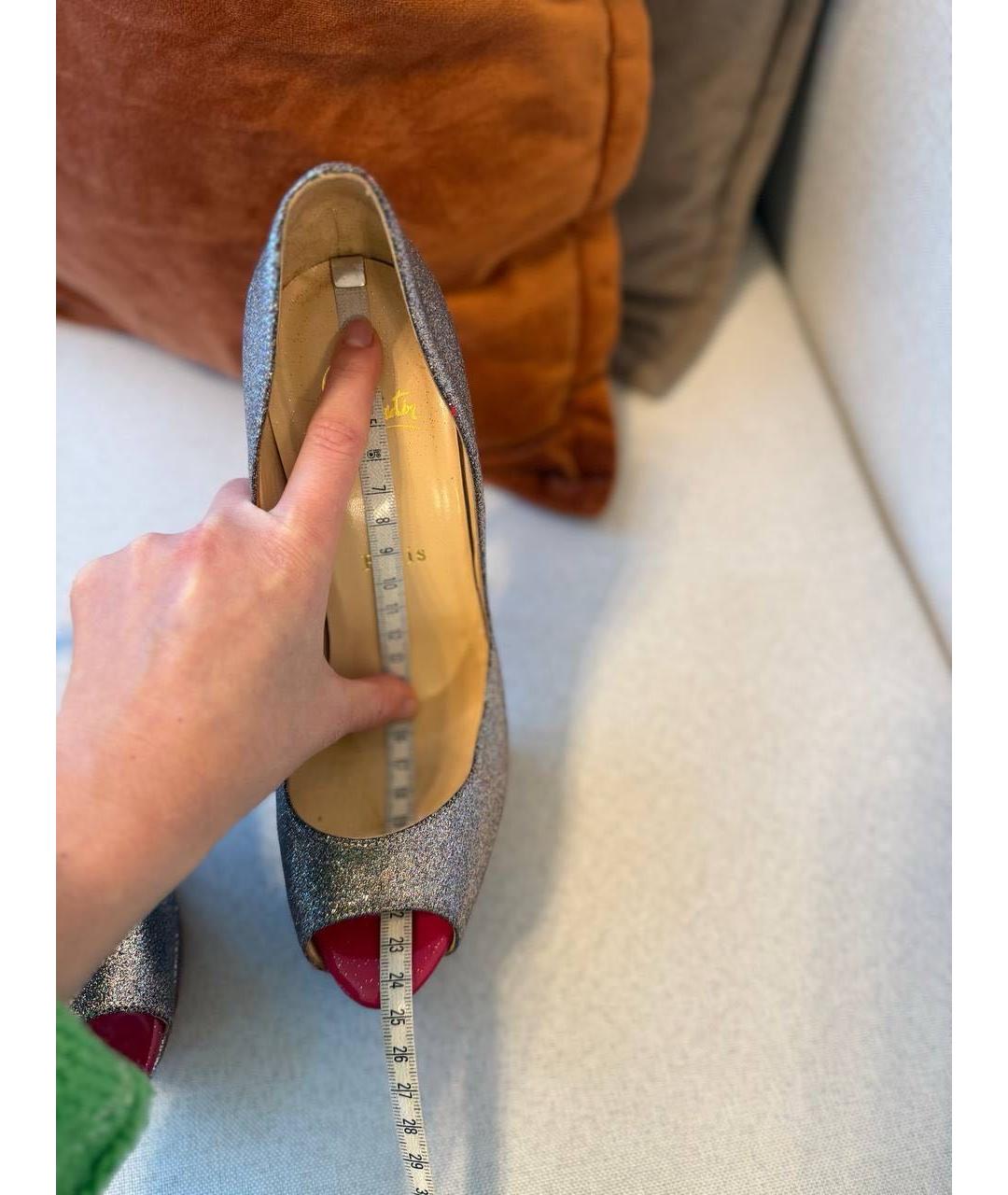 CHRISTIAN LOUBOUTIN Серебряные кожаные туфли, фото 5