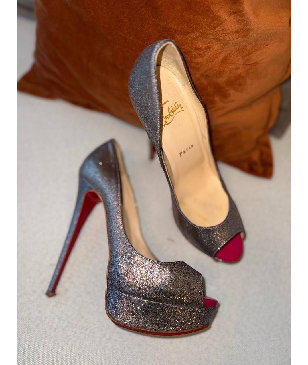 CHRISTIAN LOUBOUTIN Серебряные кожаные туфли, фото 4