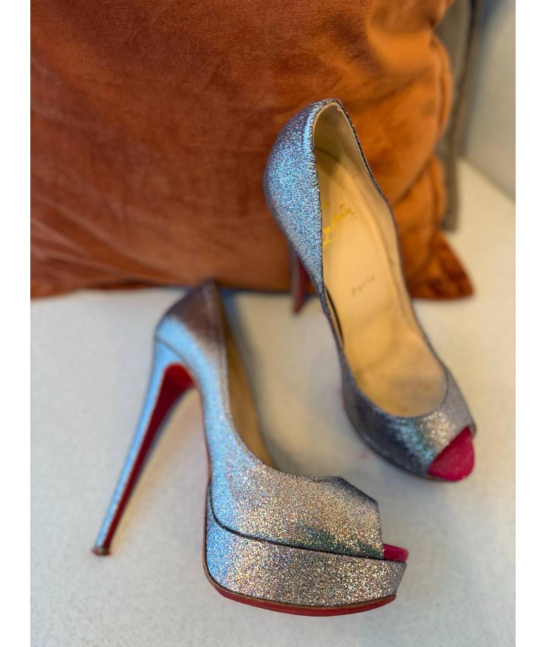 CHRISTIAN LOUBOUTIN Серебряные кожаные туфли, фото 8