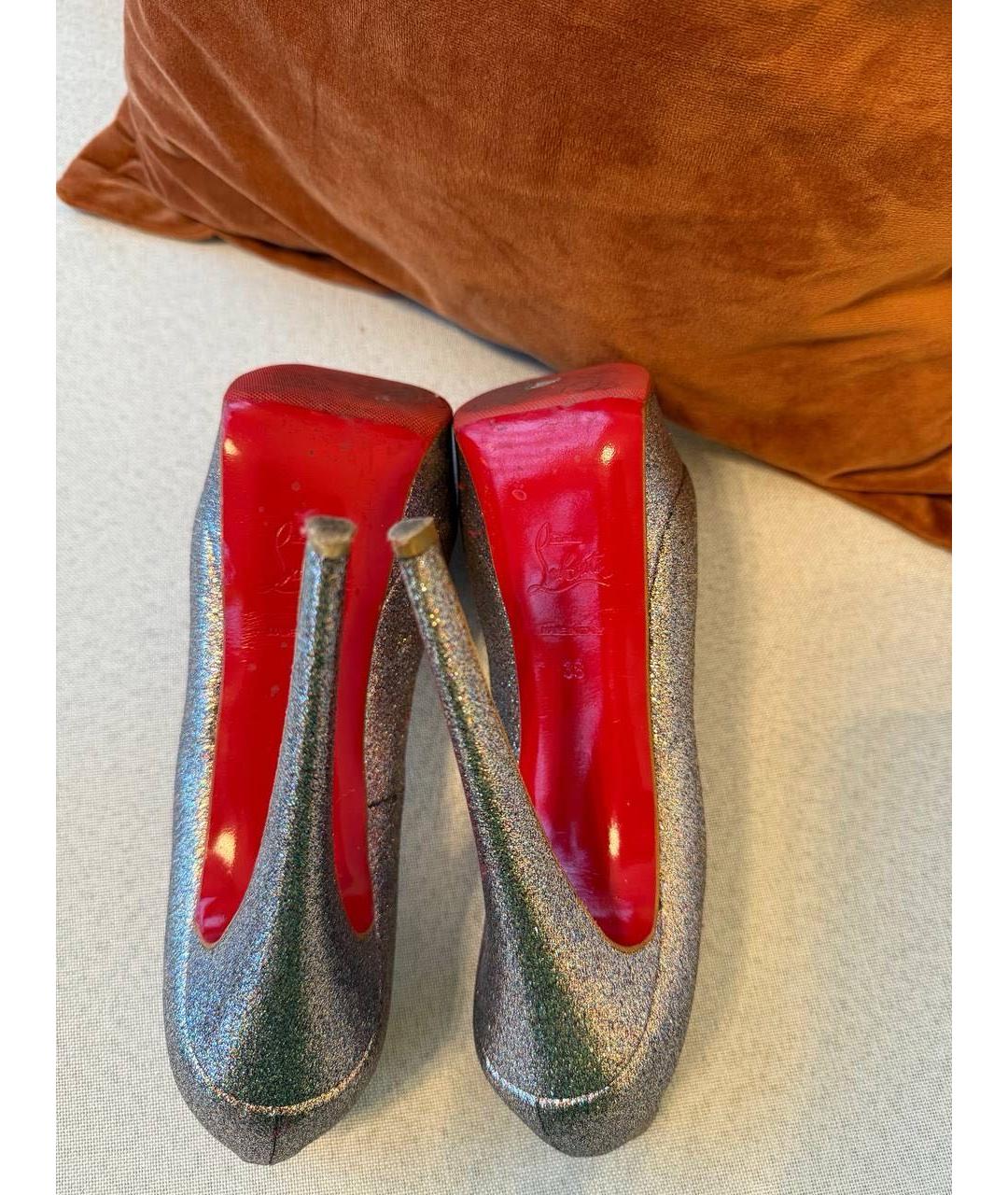 CHRISTIAN LOUBOUTIN Серебряные кожаные туфли, фото 6