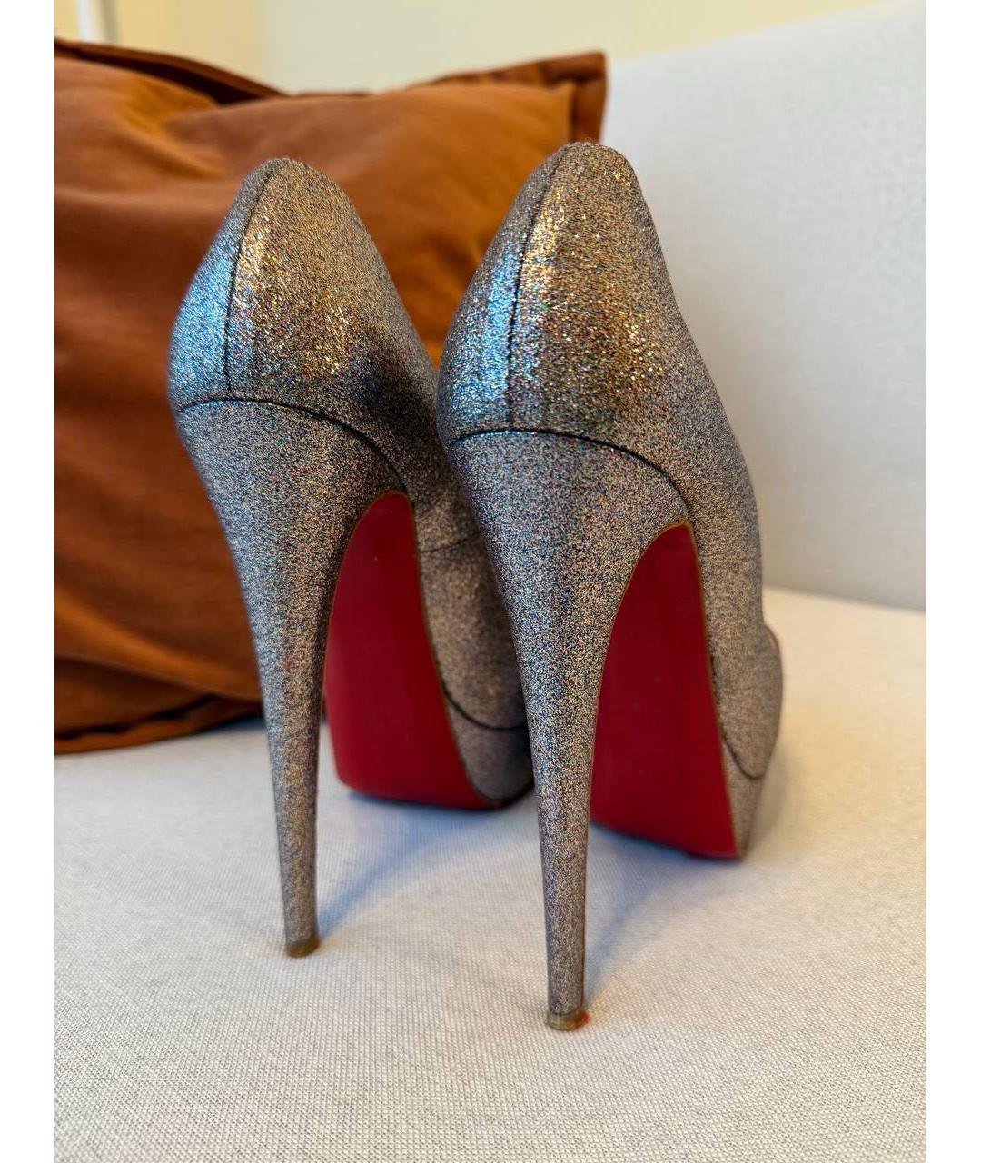 CHRISTIAN LOUBOUTIN Серебряные кожаные туфли, фото 7