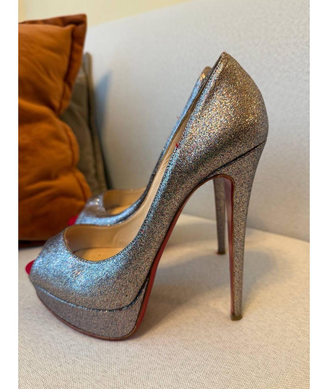 CHRISTIAN LOUBOUTIN Серебряные кожаные туфли, фото 9