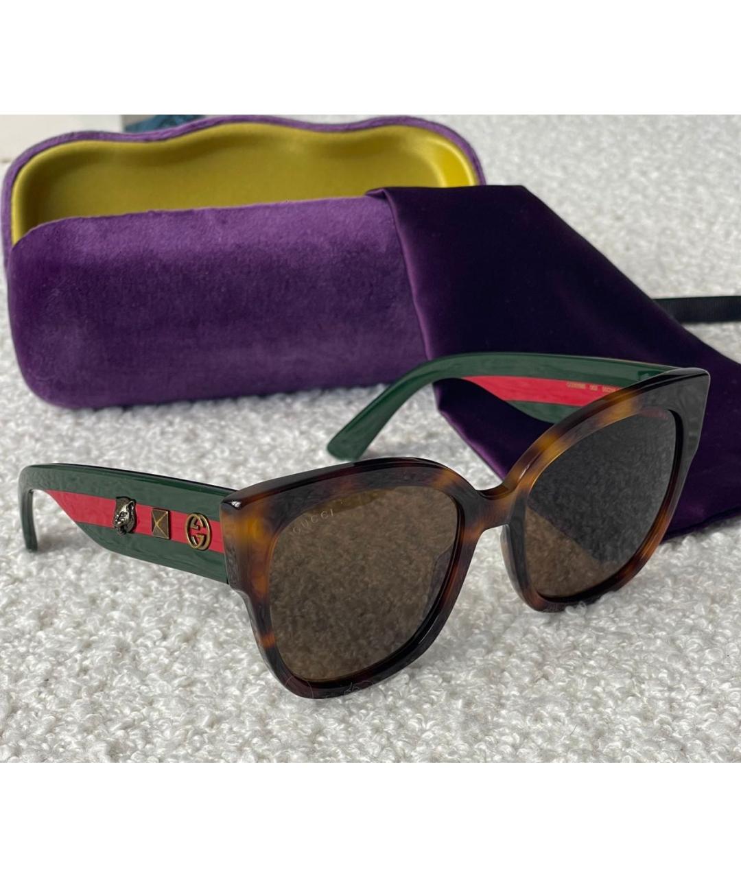 GUCCI Коричневые пластиковые солнцезащитные очки, фото 3