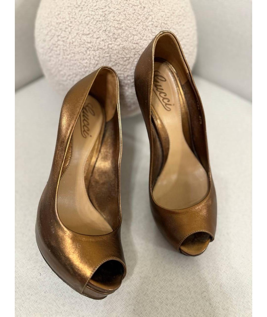 GUCCI Коричневые кожаные туфли, фото 5