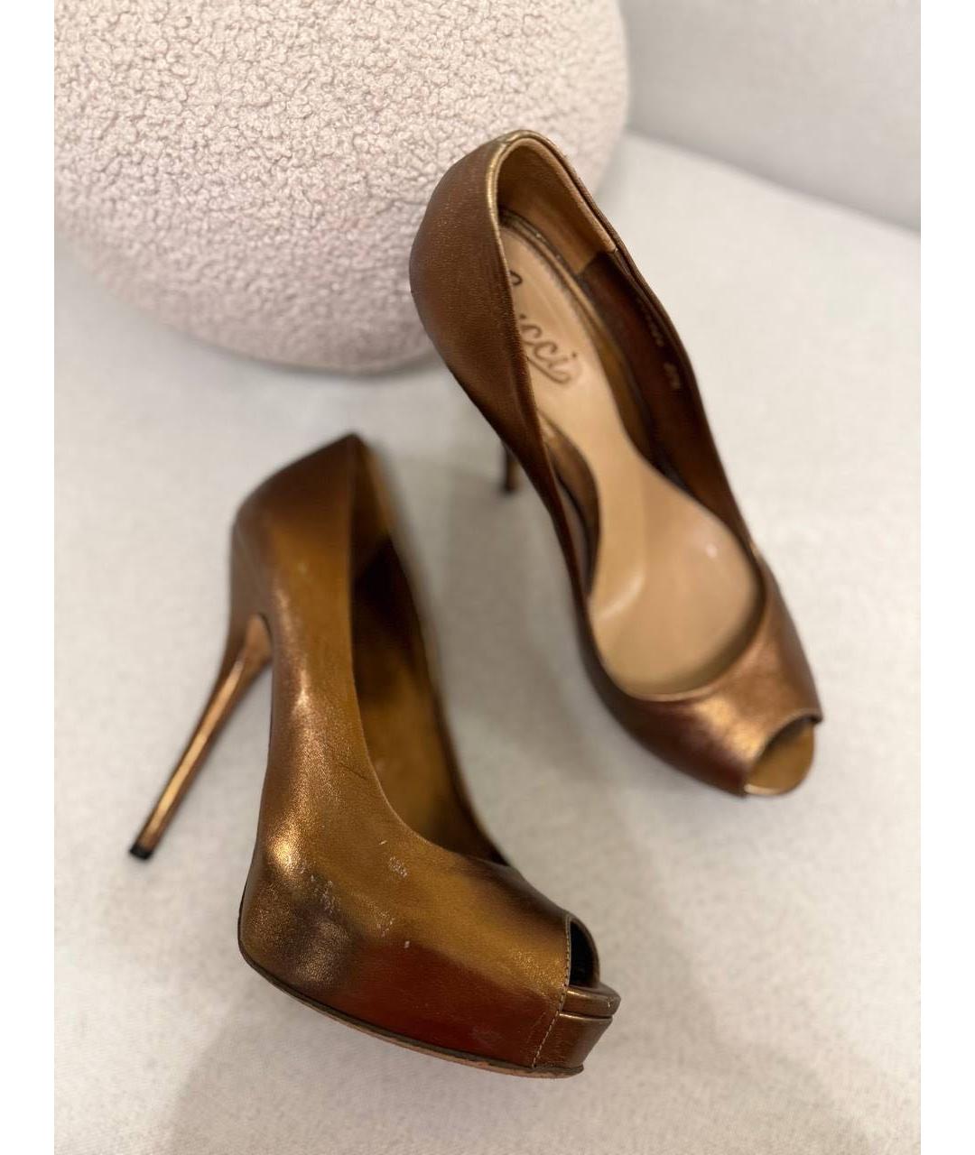 GUCCI Коричневые кожаные туфли, фото 6