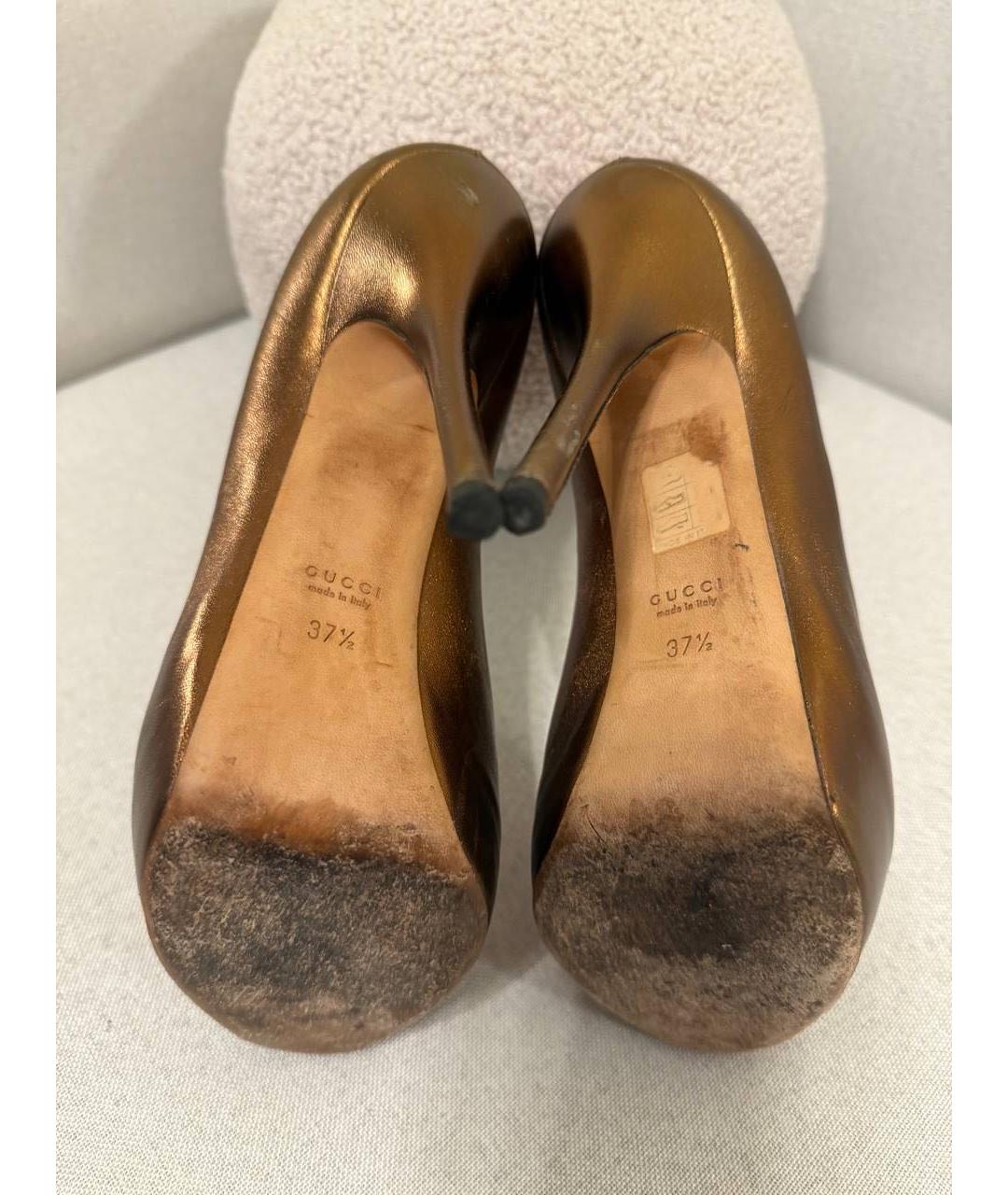 GUCCI Коричневые кожаные туфли, фото 4