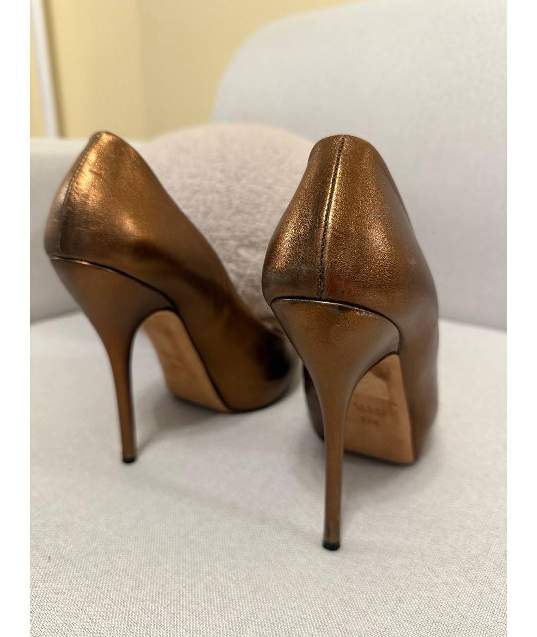 GUCCI Коричневые кожаные туфли, фото 3