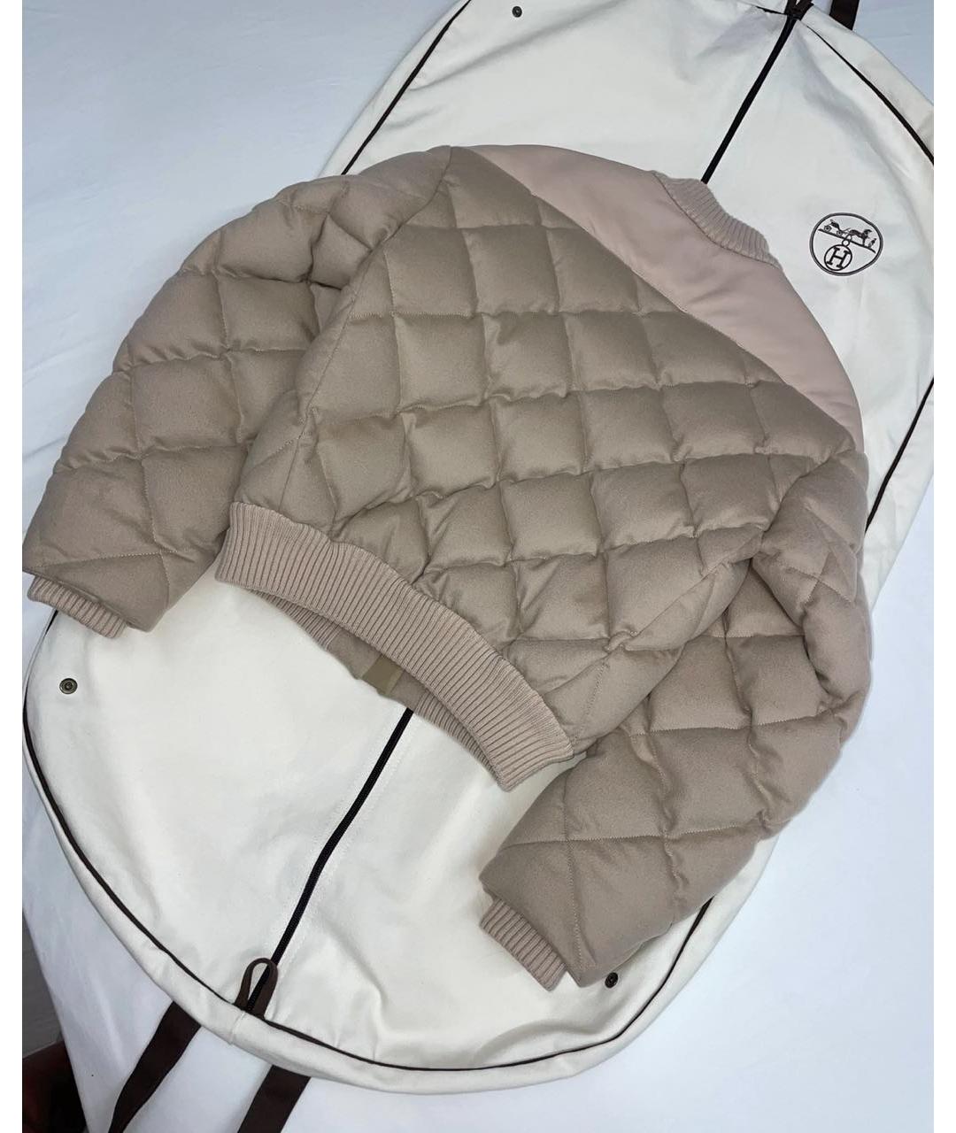 HERMES Бежевый кашемировый пуховик, фото 4