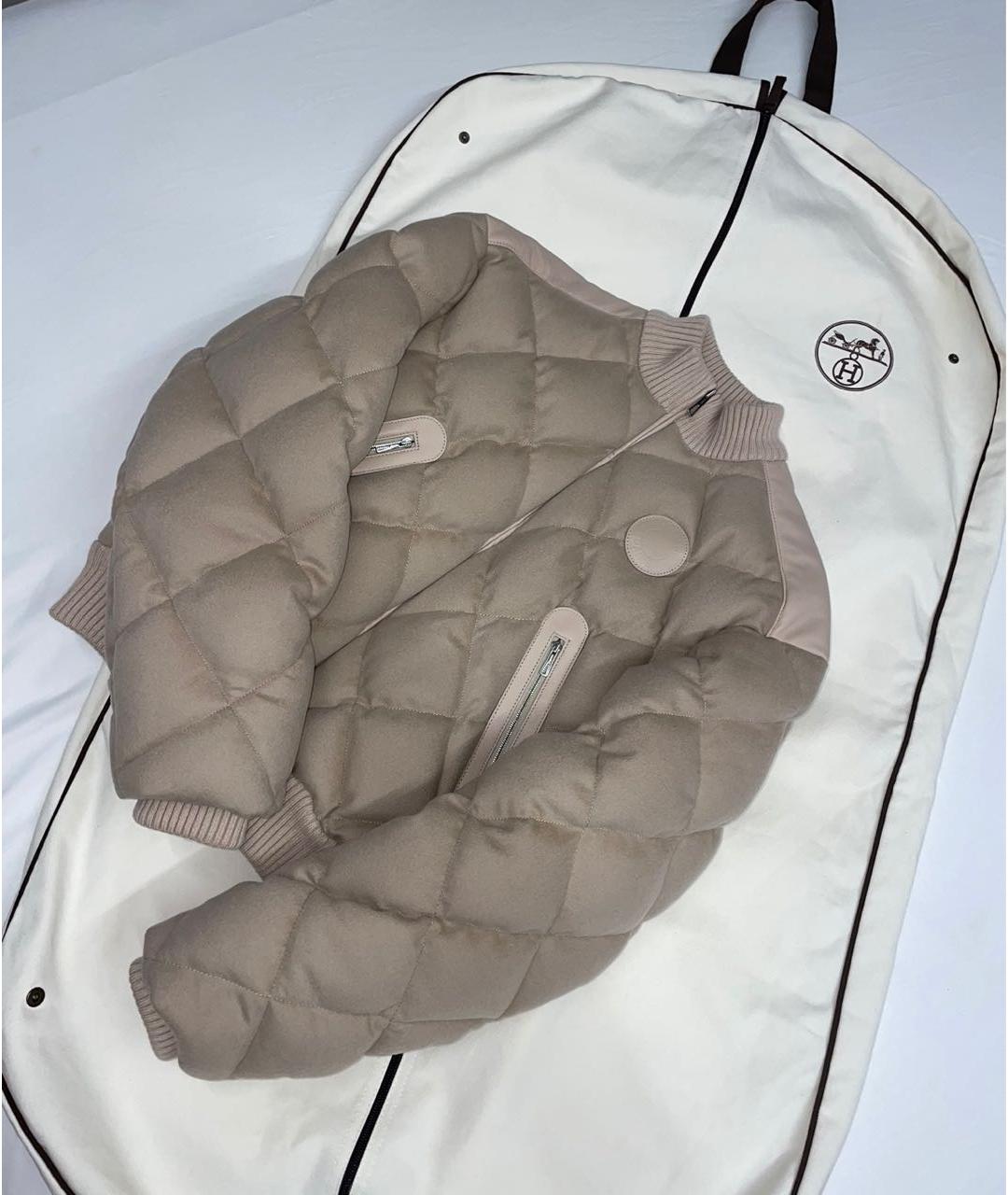 HERMES Бежевый кашемировый пуховик, фото 2