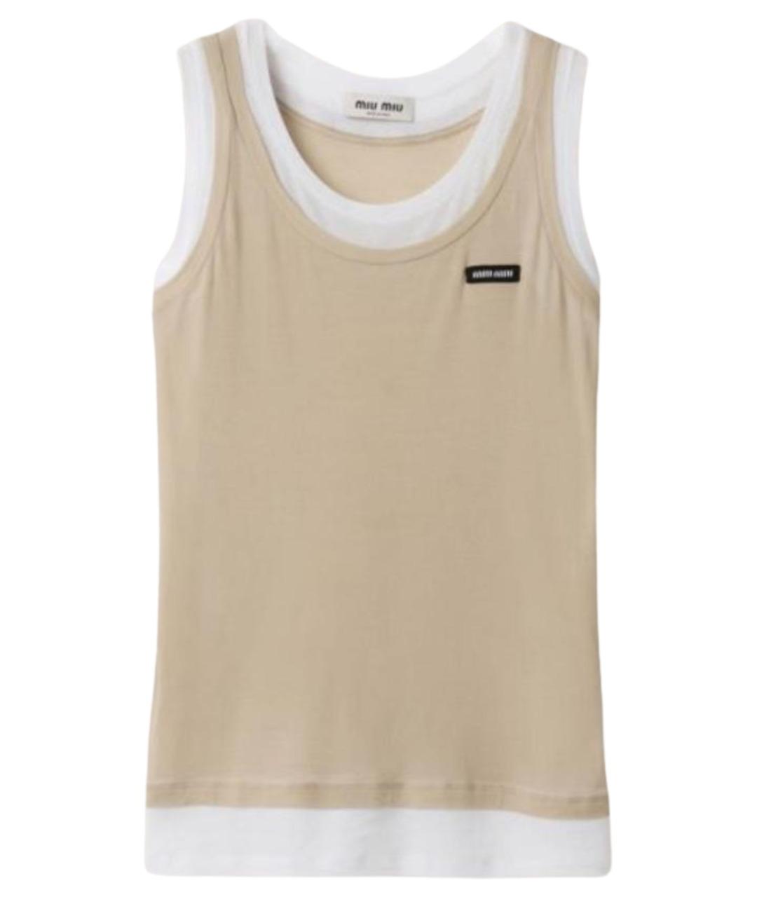 MIU MIU Бежевая хлопковая майка, фото 1
