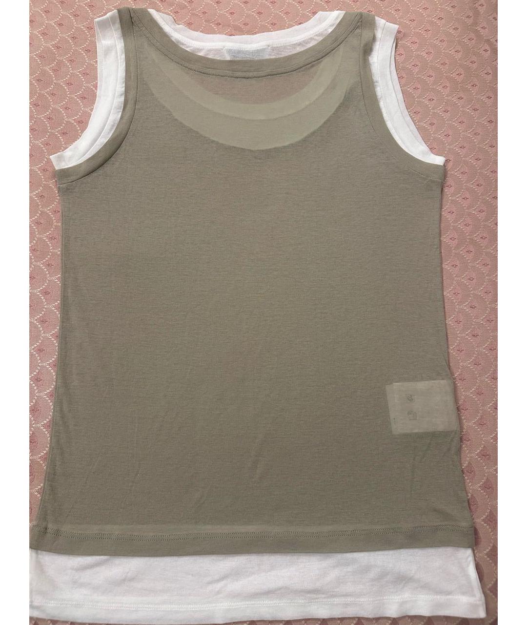 MIU MIU Бежевая хлопковая майка, фото 2