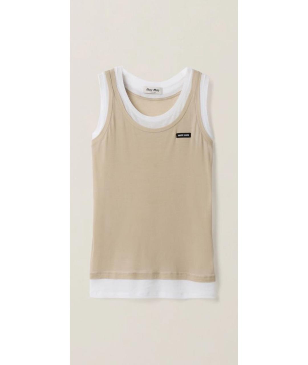 MIU MIU Бежевая хлопковая майка, фото 9
