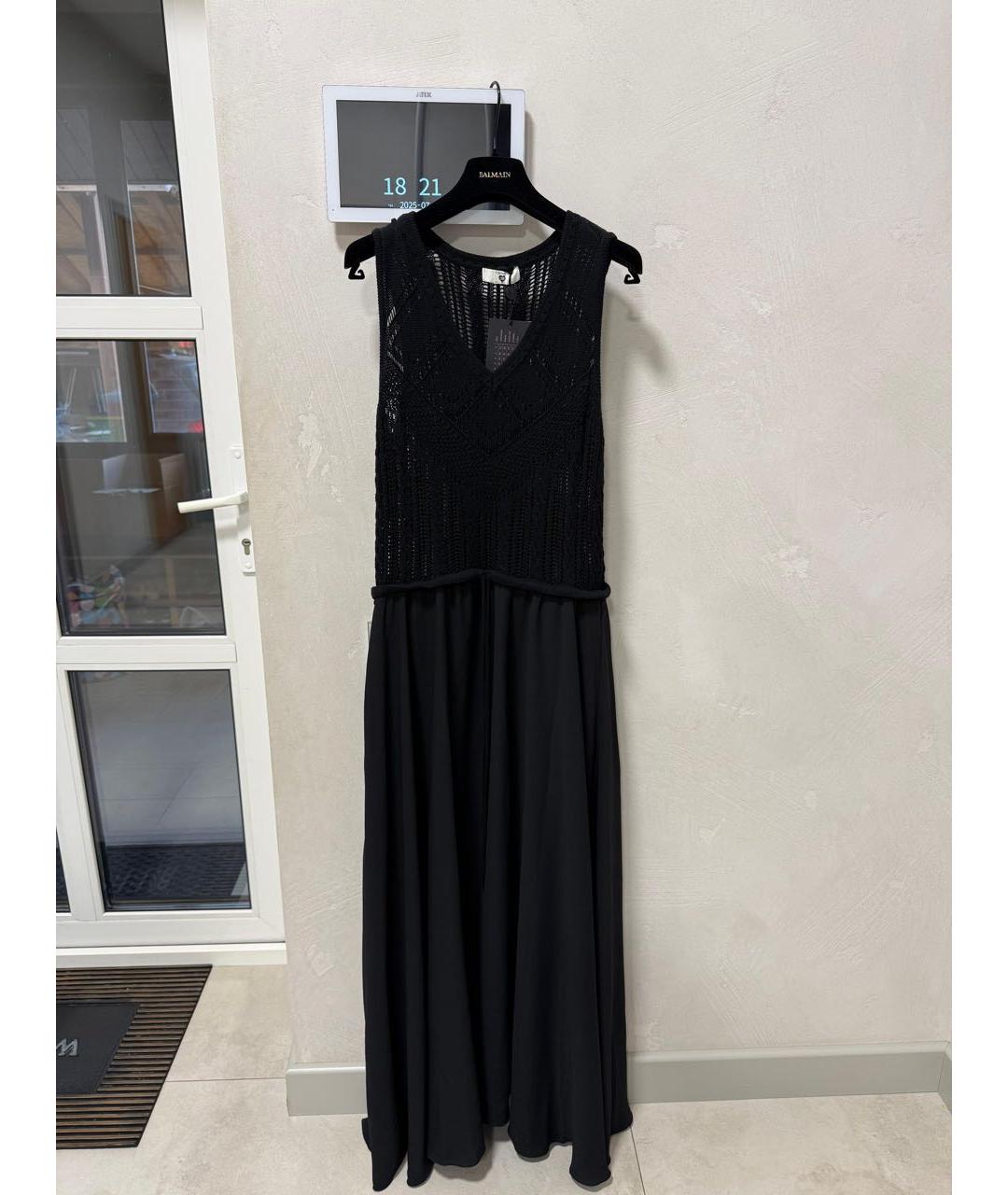 TWIN-SET Черное хлопковое вечернее платье, фото 3