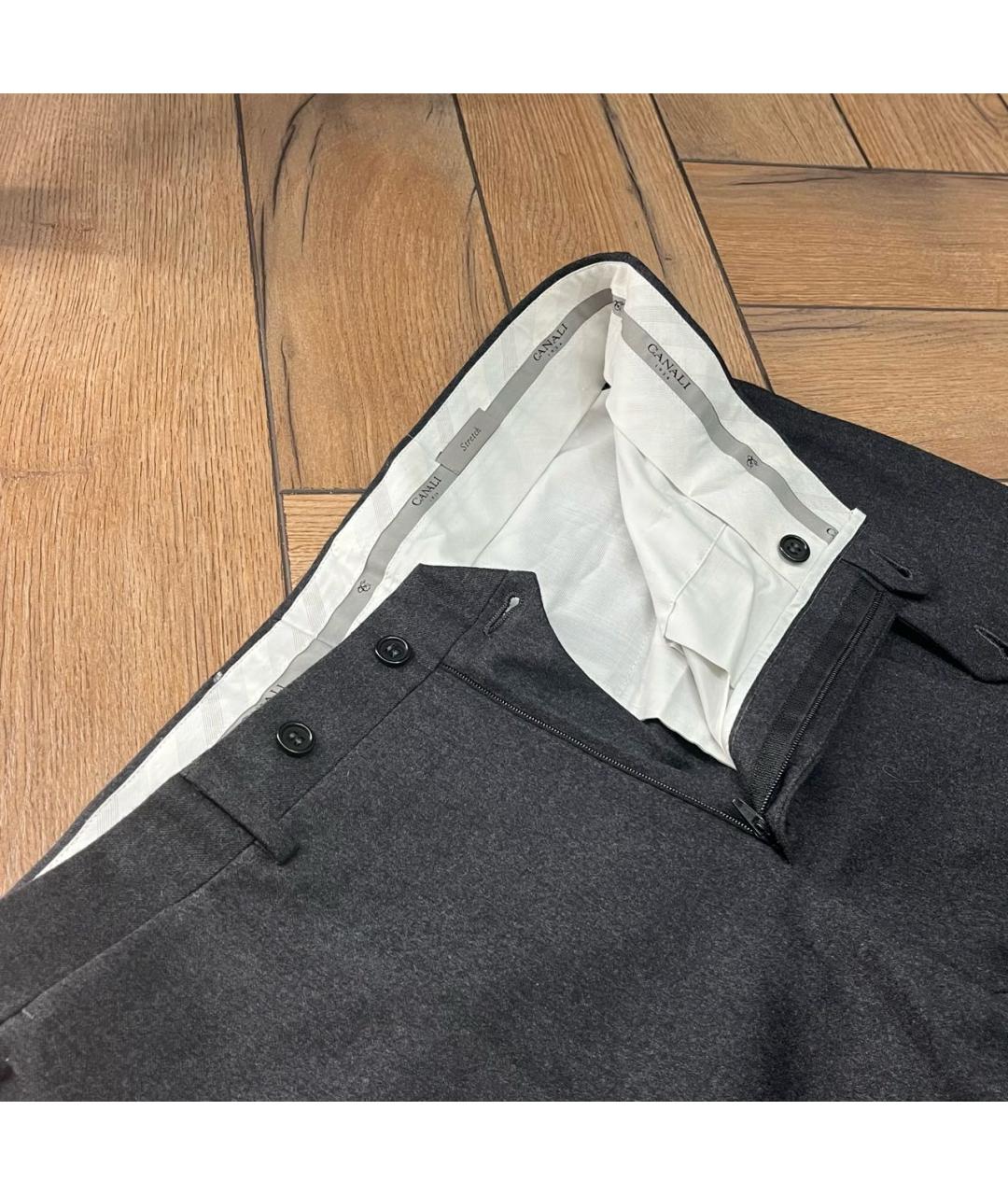 CANALI Черные шерстяные классические брюки, фото 2