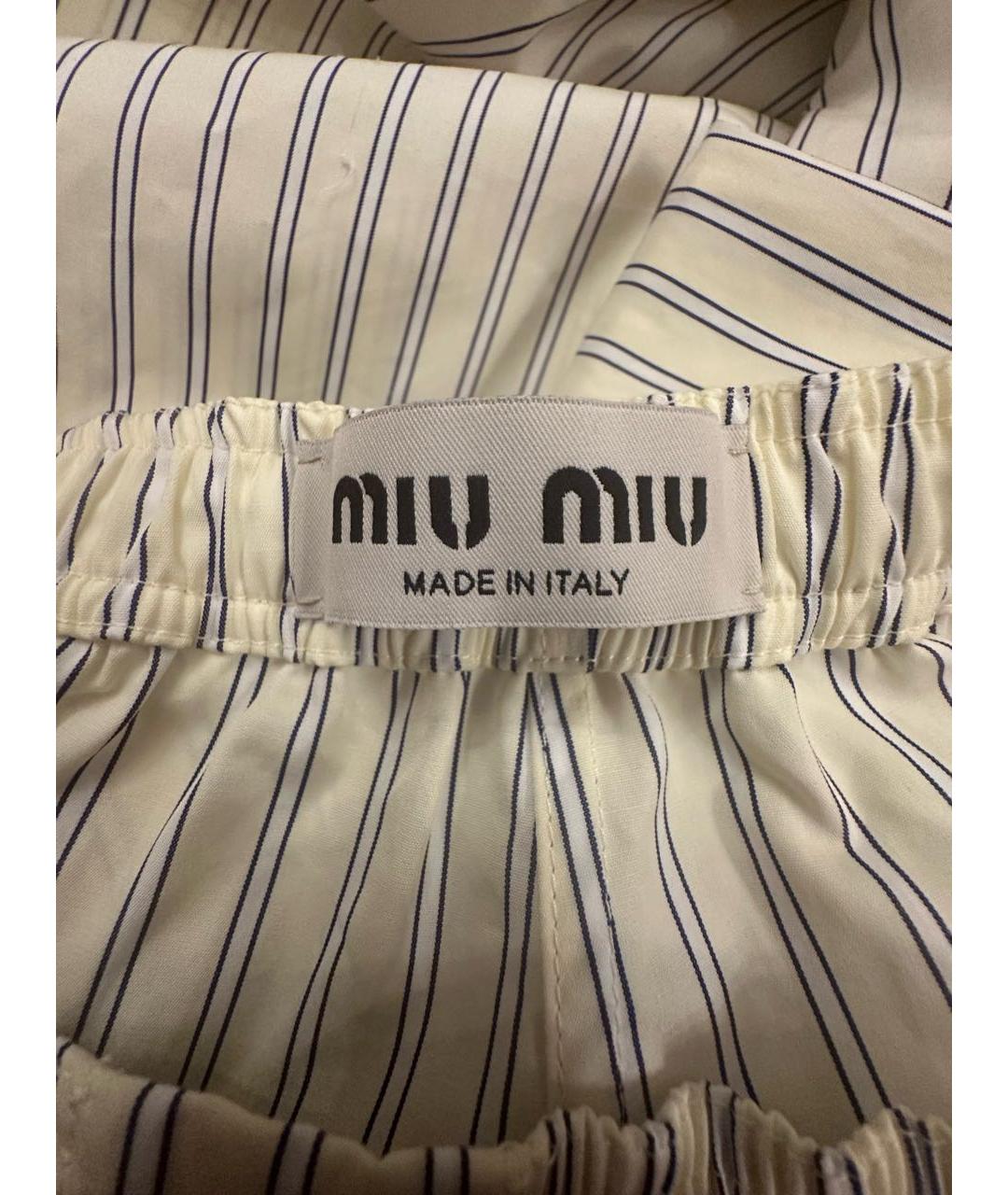 MIU MIU Бежевые хлопковые леггинсы и велосипедки, фото 3