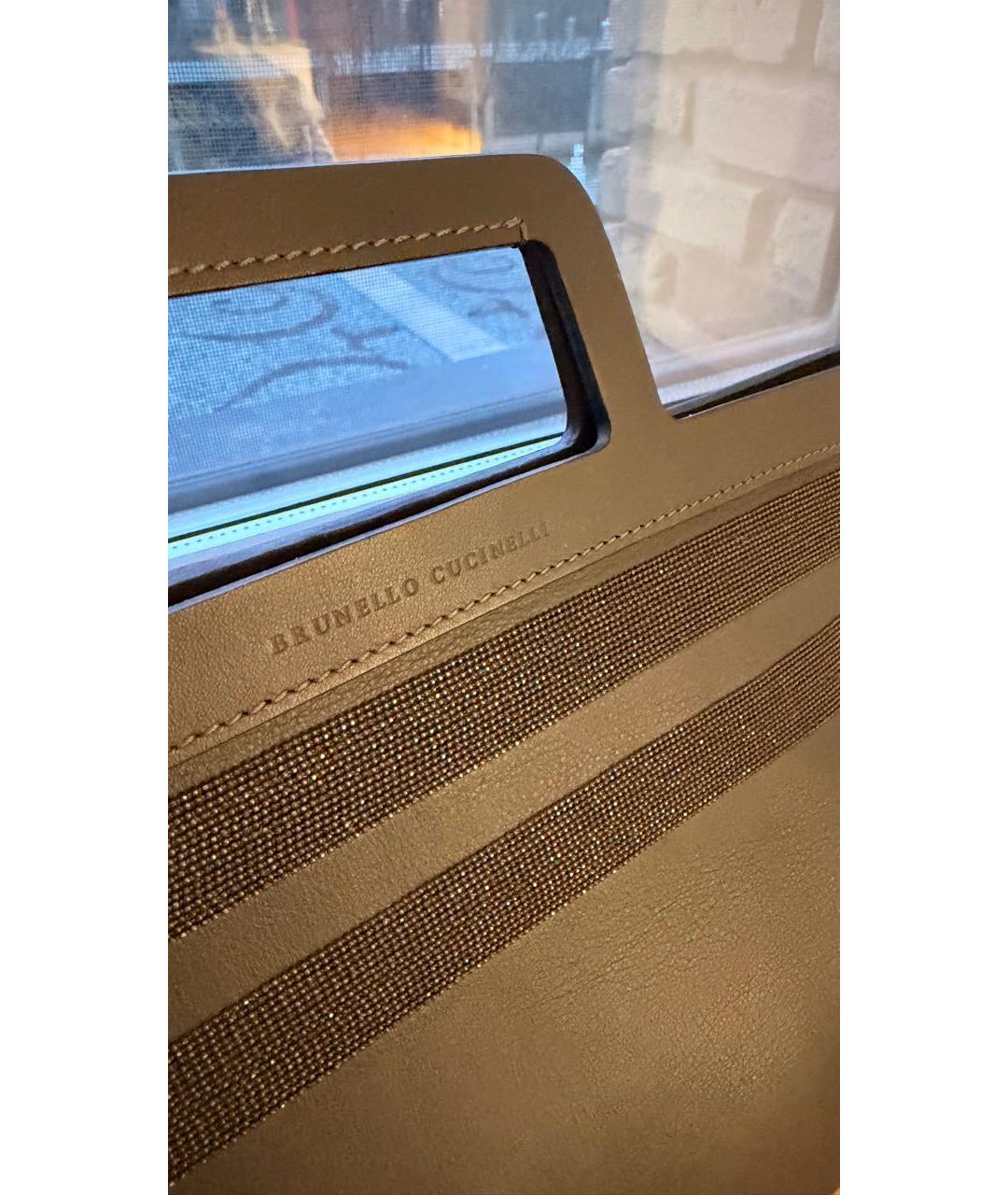 BRUNELLO CUCINELLI Серая кожаная сумка с короткими ручками, фото 3