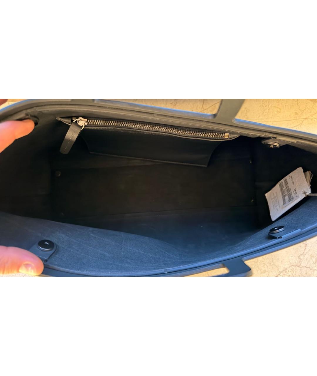 BRUNELLO CUCINELLI Серая кожаная сумка с короткими ручками, фото 4