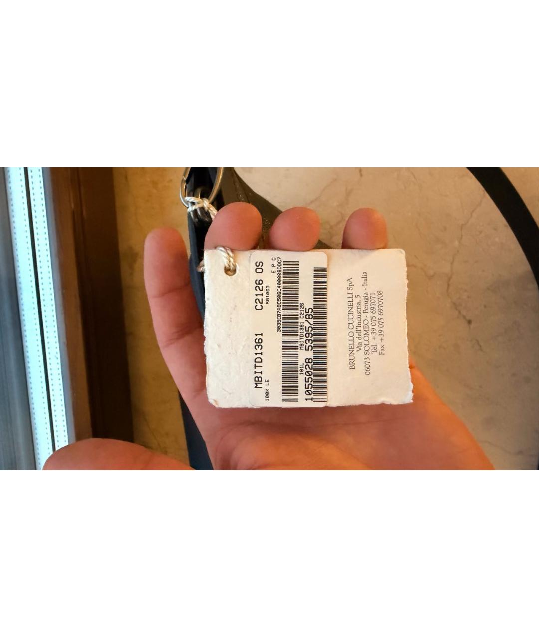 BRUNELLO CUCINELLI Серая кожаная сумка с короткими ручками, фото 7