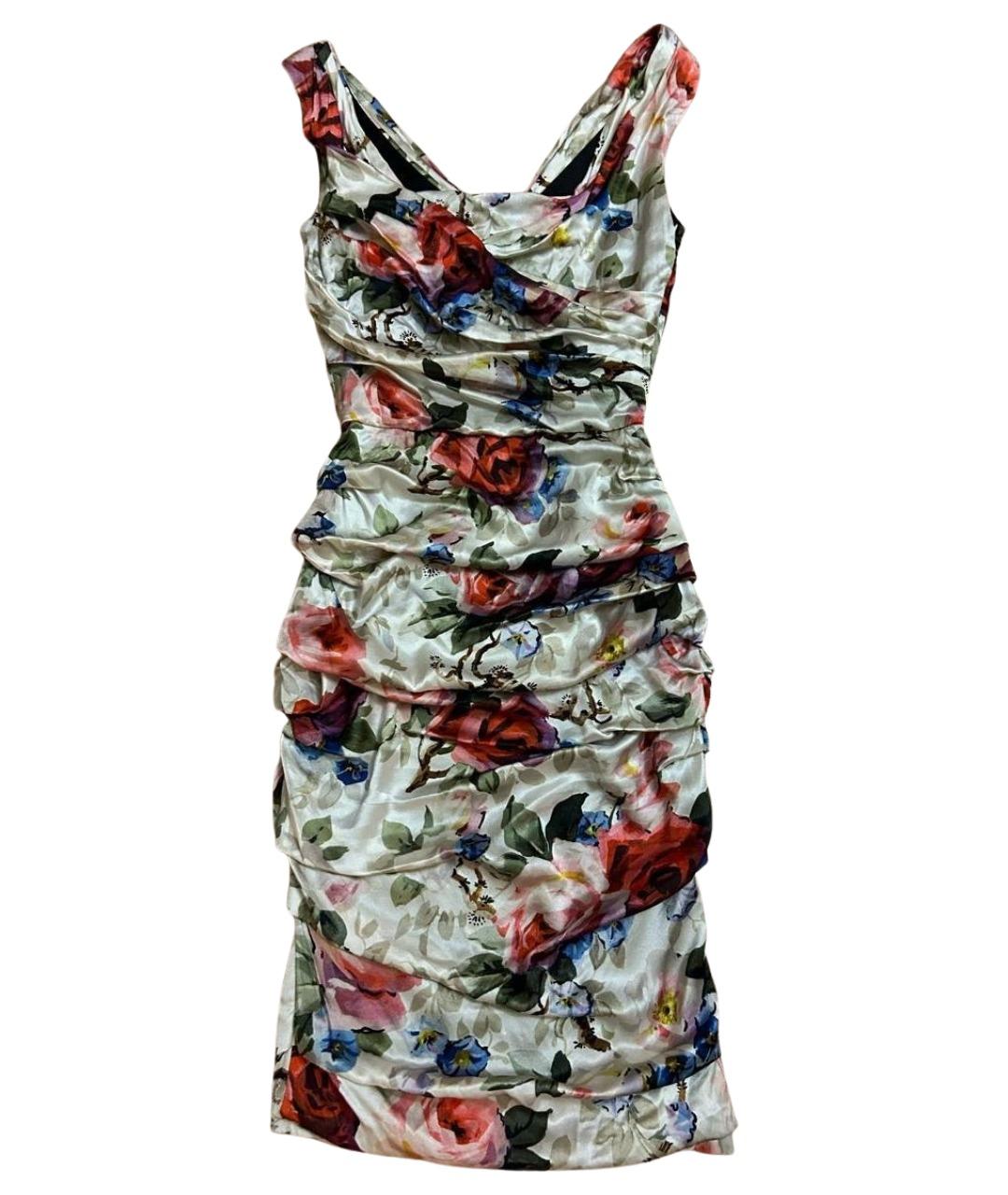 DOLCE&GABBANA Мульти шелковое коктейльное платье, фото 1