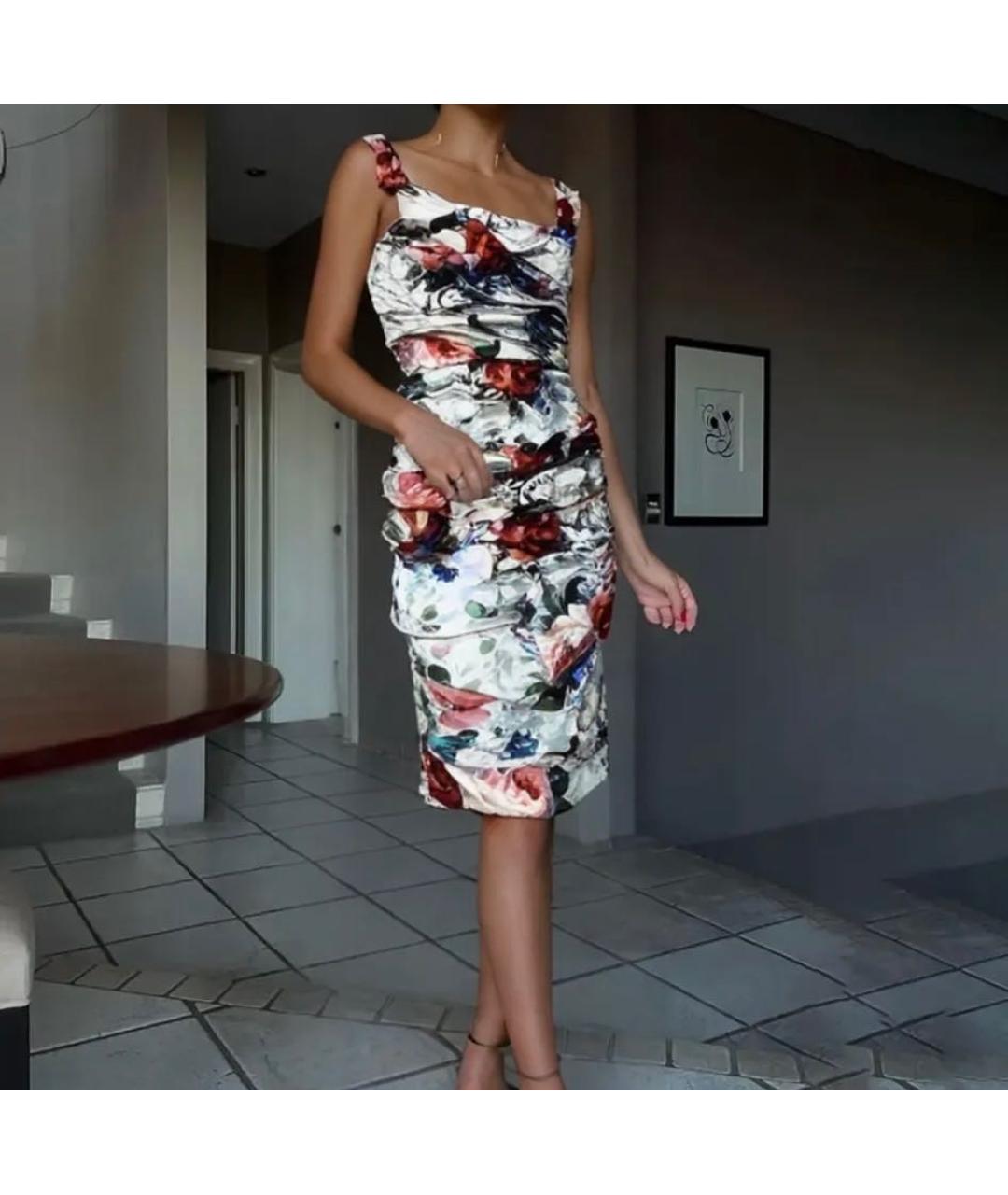 DOLCE&GABBANA Мульти шелковое коктейльное платье, фото 5