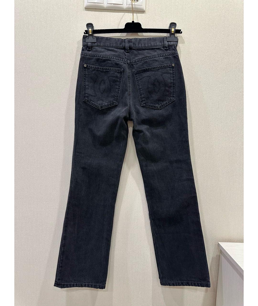 CHANEL Антрацитовые хлопковые джинсы клеш, фото 5