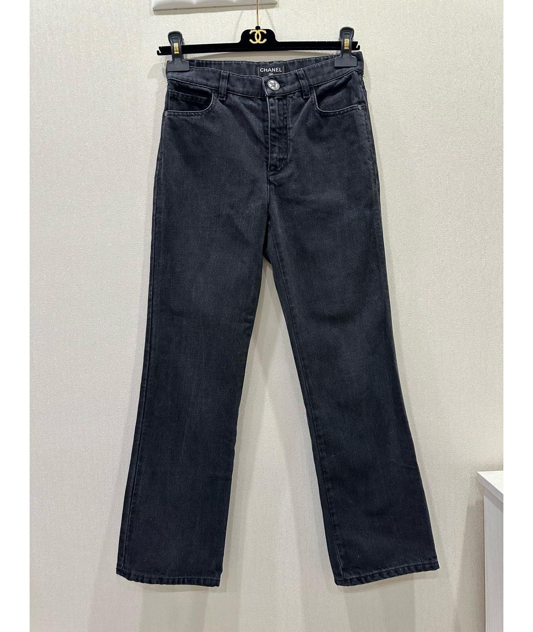 CHANEL Антрацитовые хлопковые джинсы клеш, фото 8